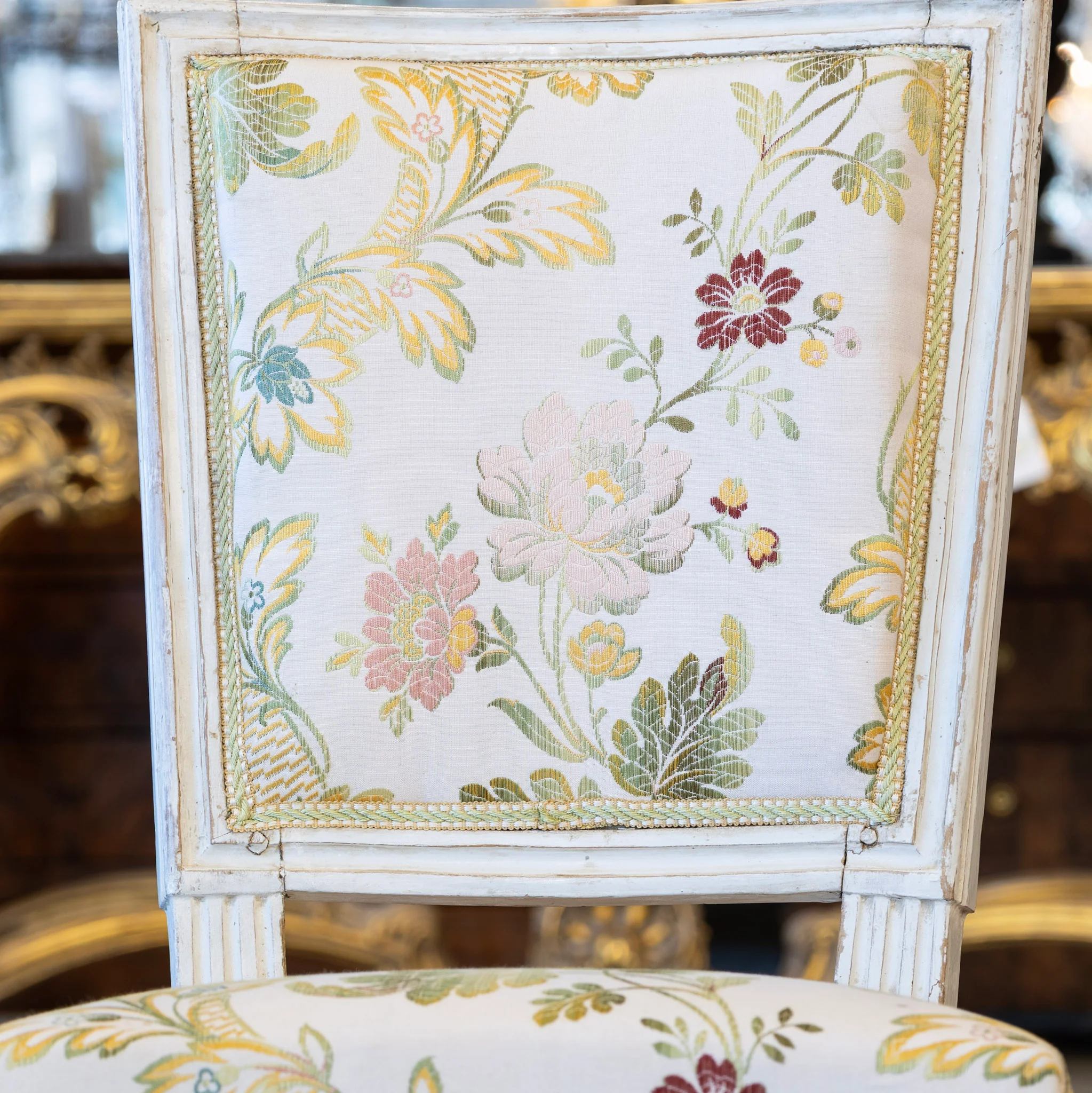 Louis XVI White Chair – Carved Frame & Original Floral Upholstery - Image 4