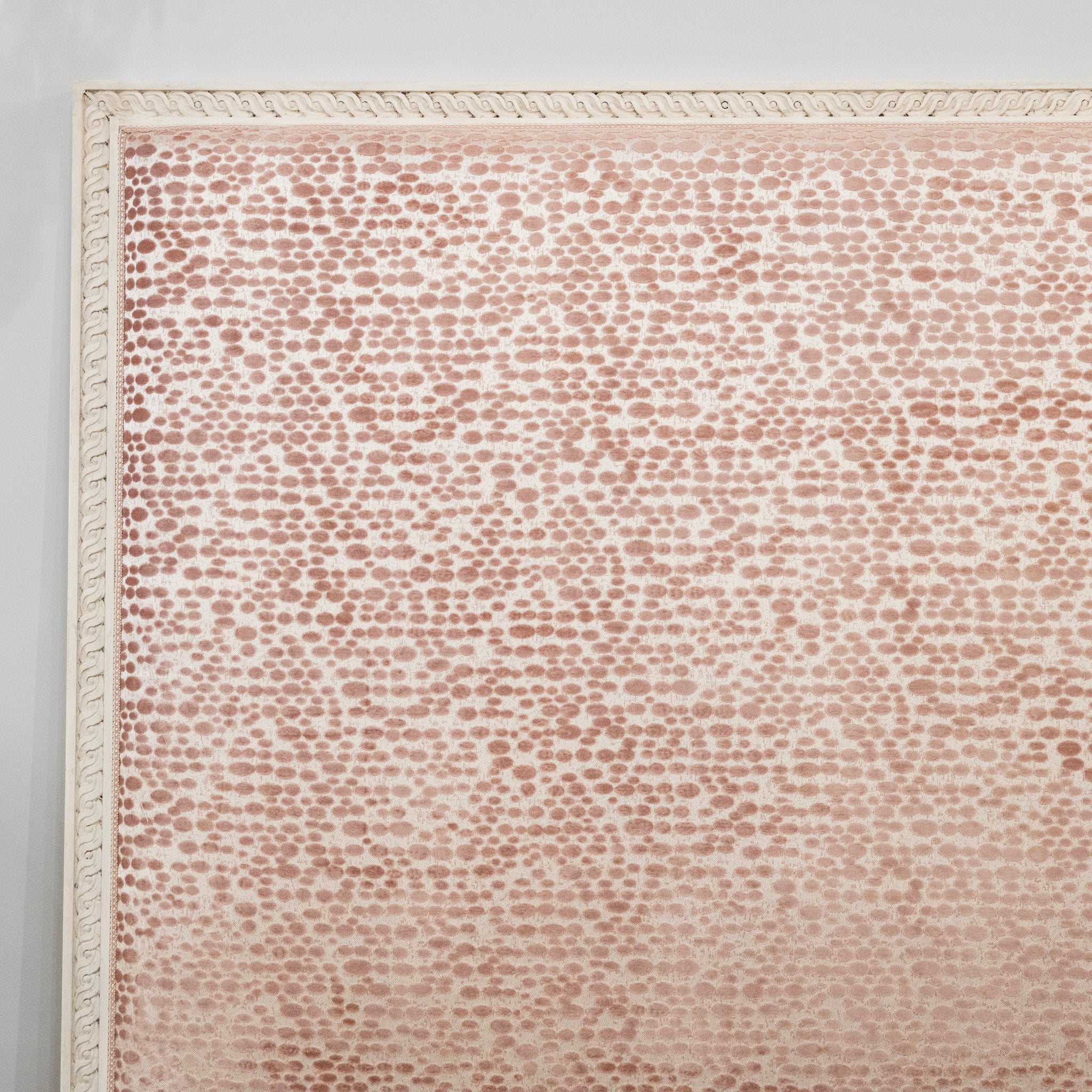 Louis XVI White King Size Headboard – Pink Polka Dot Silk-Weave Upholstery - Image 2