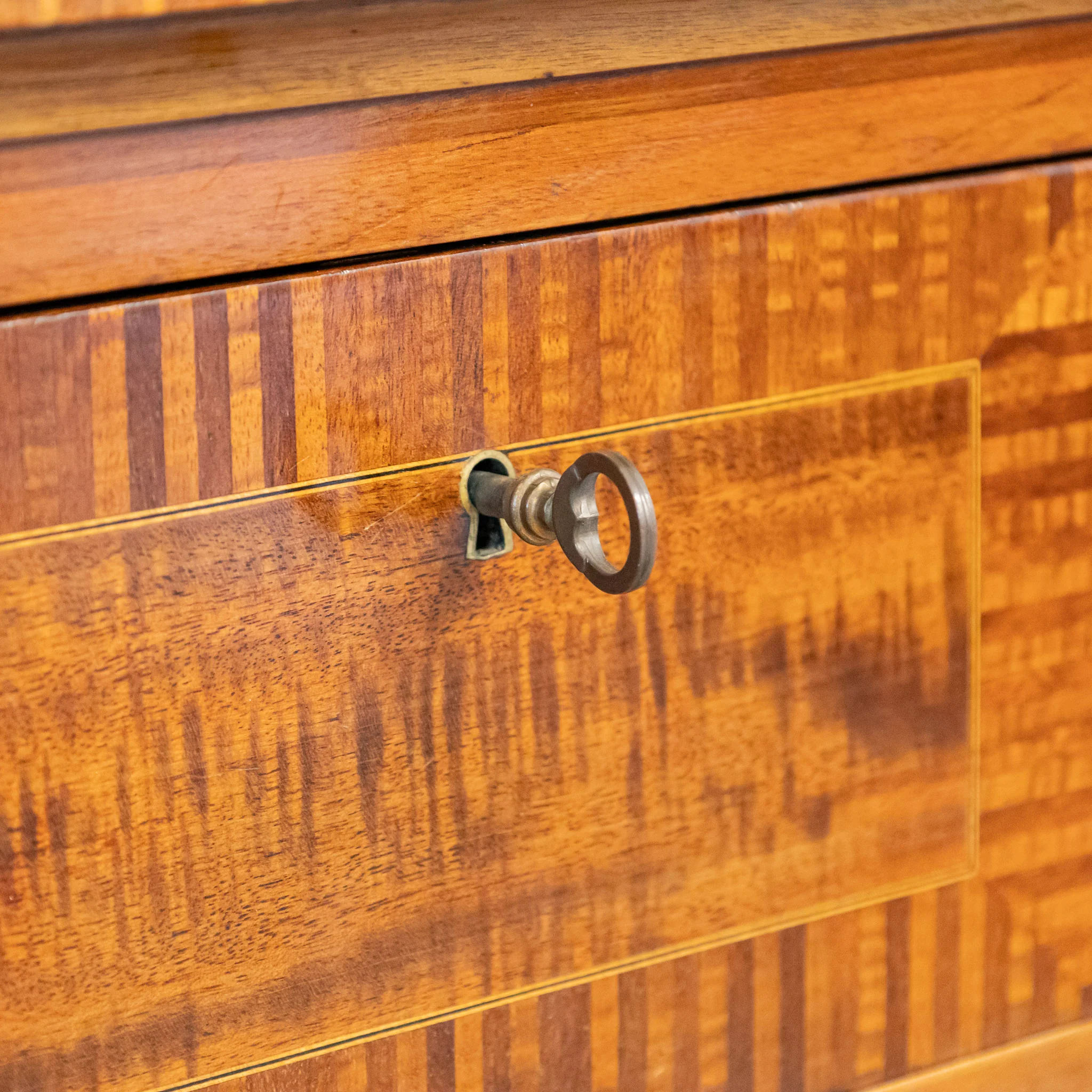 Louis XVI Wood Demilune Sideboard – Contrast Imbedded Wood Detailing - Image 14