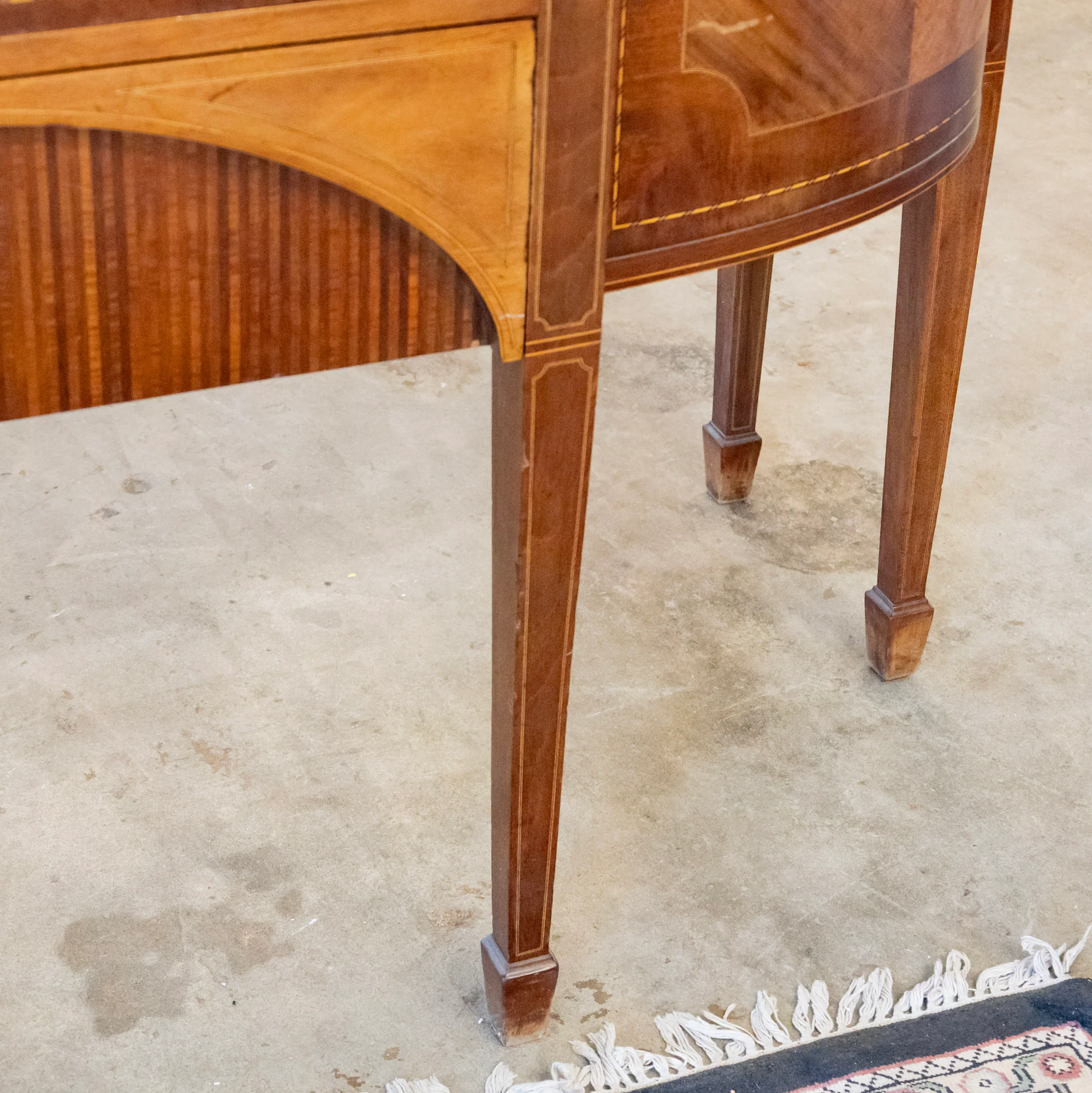 Louis XVI Wood Demilune Sideboard – Contrast Imbedded Wood Detailing - Image 15