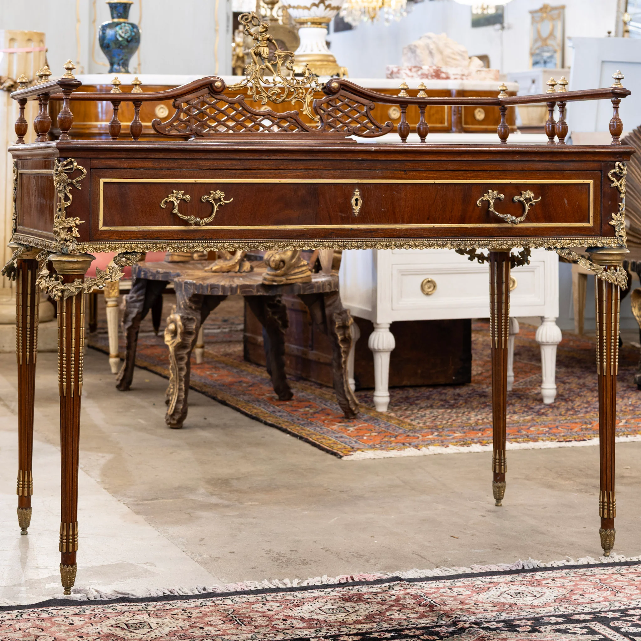 Louis XVI Writing Desk – Brown with Ormolu Mount - Image 2