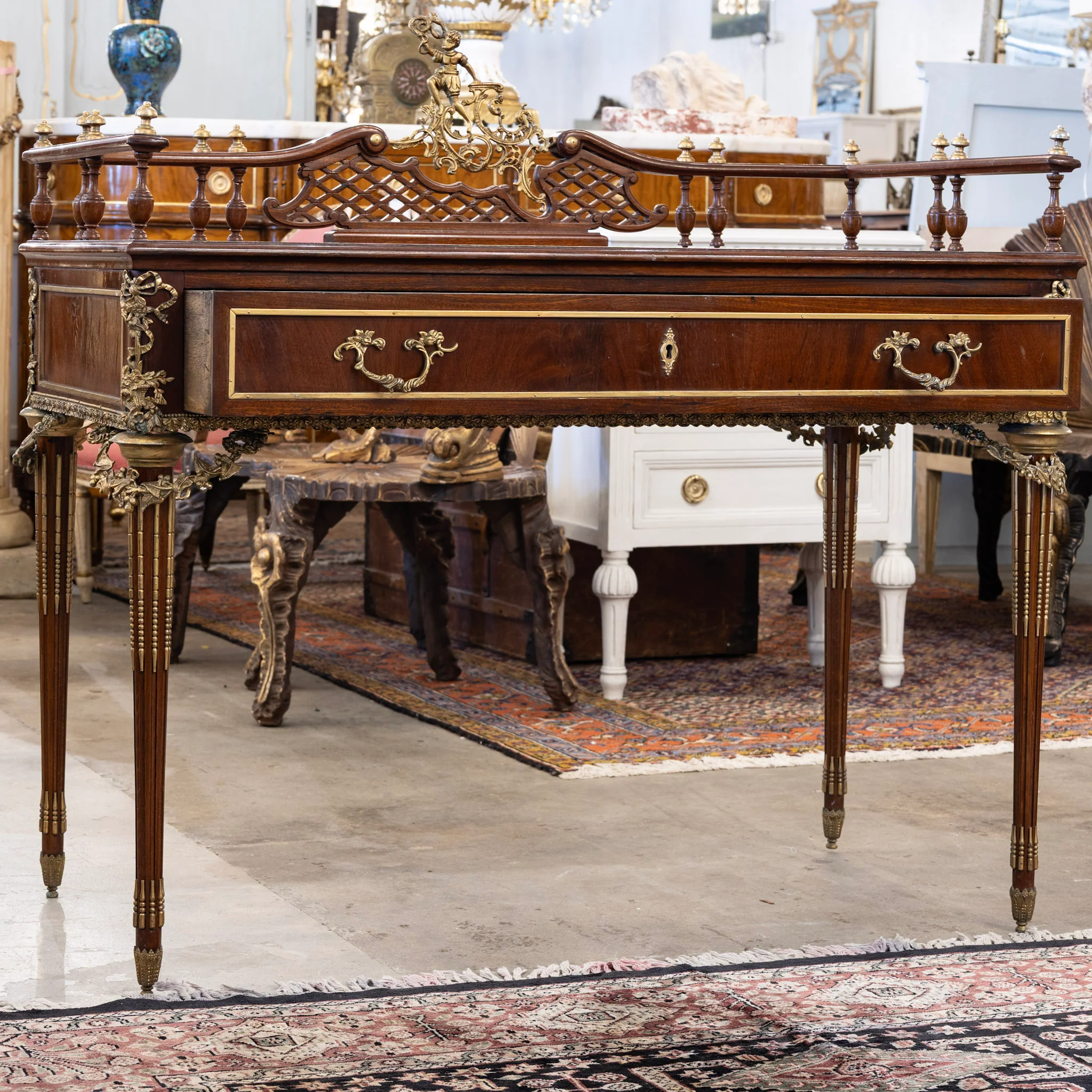 Louis XVI Writing Desk – Brown with Ormolu Mount - Image 3