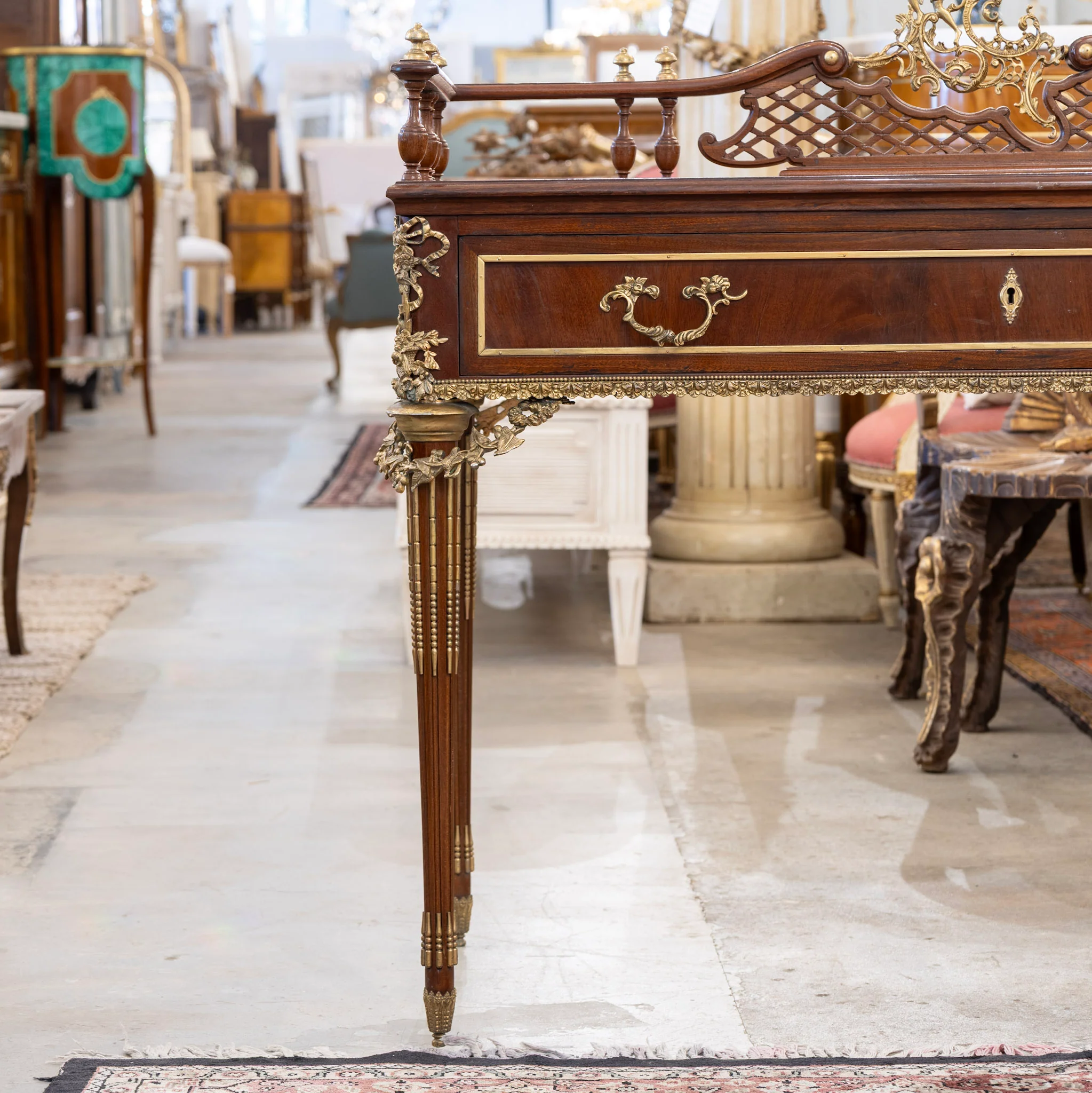Louis XVI Writing Desk – Brown with Ormolu Mount - Image 4