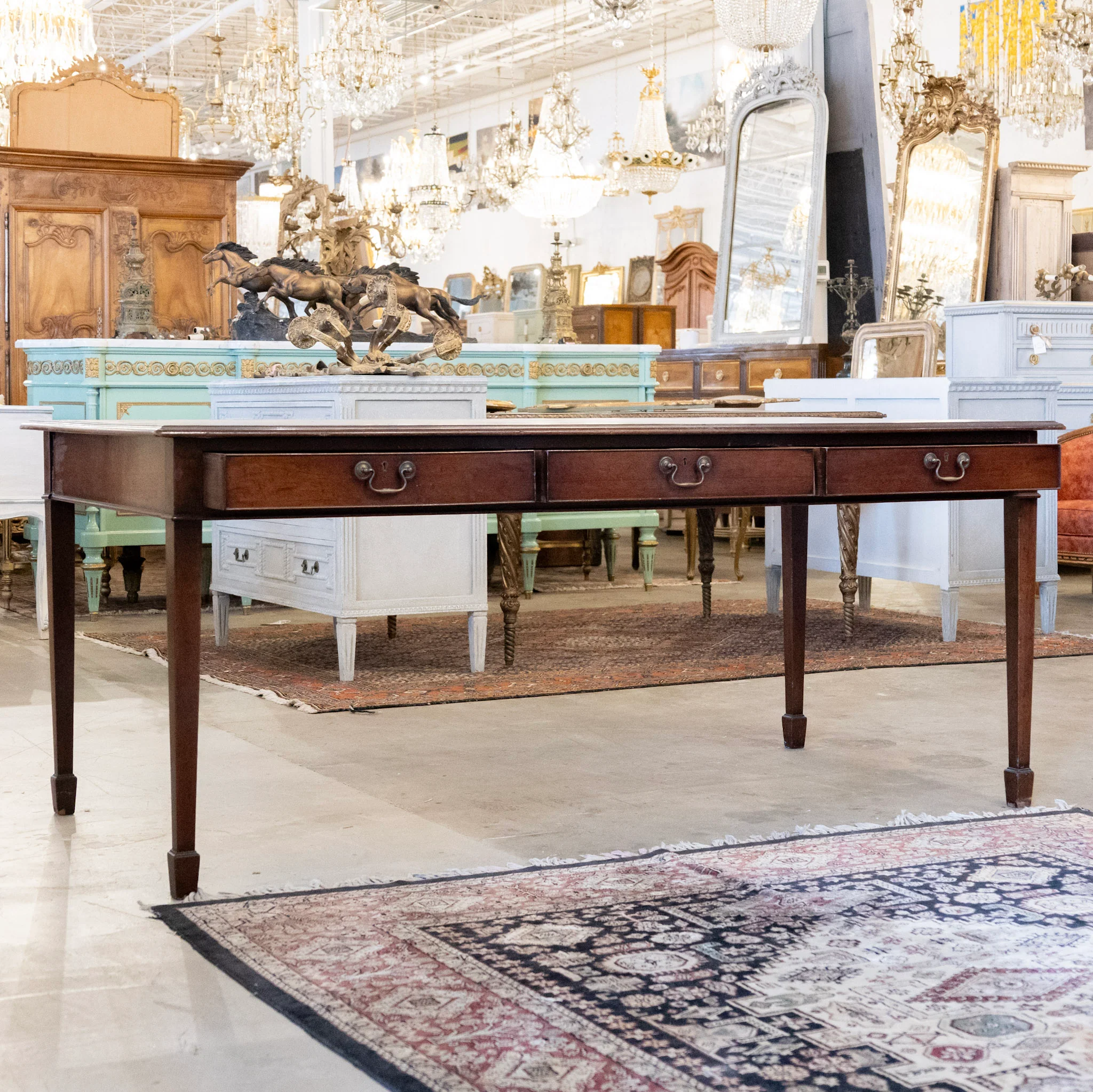 Louis XVI Writing Desk – Original Leather Top & Dark Wood - Image 3