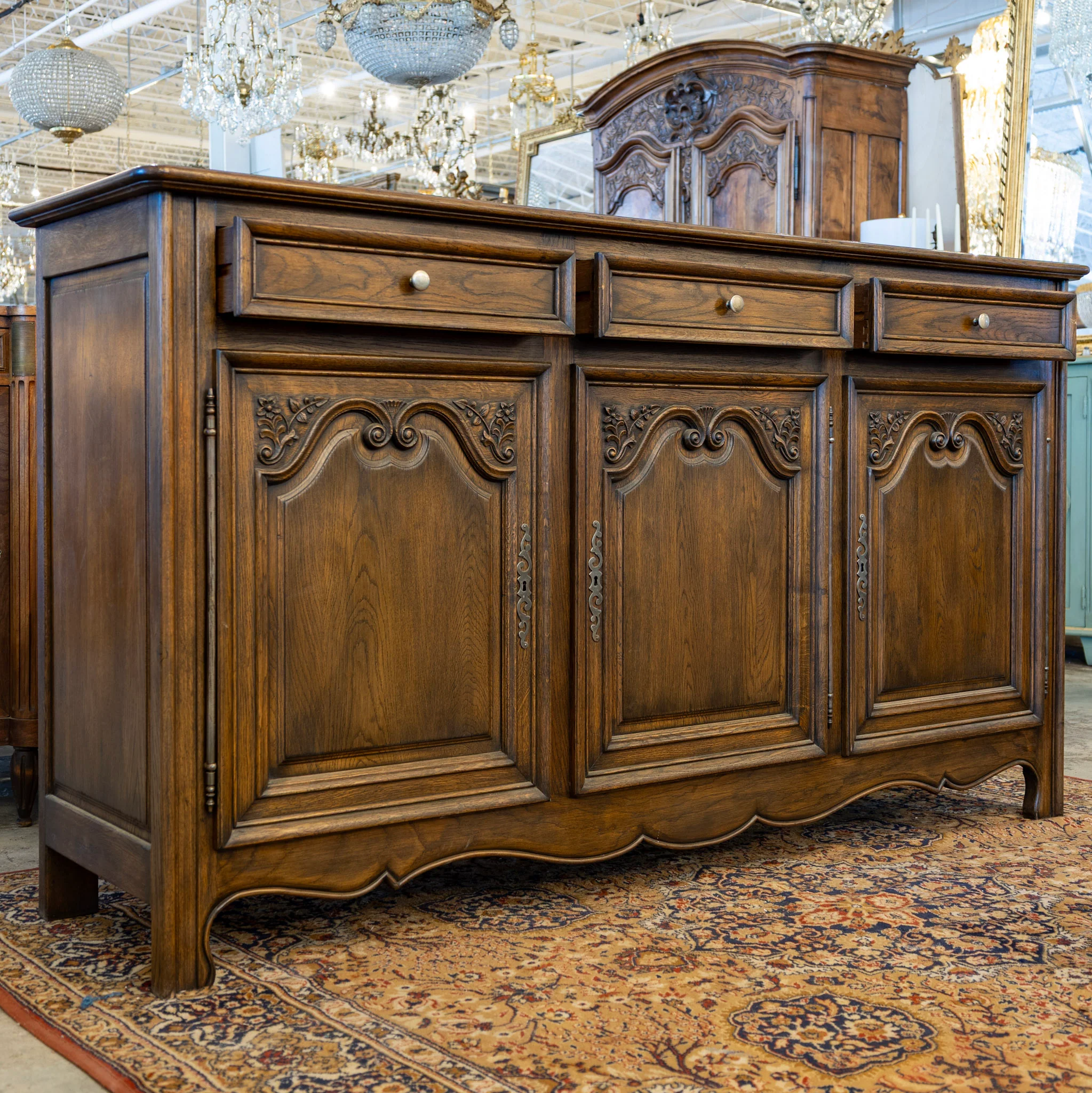 LouisXVI Brown Sideboard – Rounded Corners & Carved Detailing - Image 3