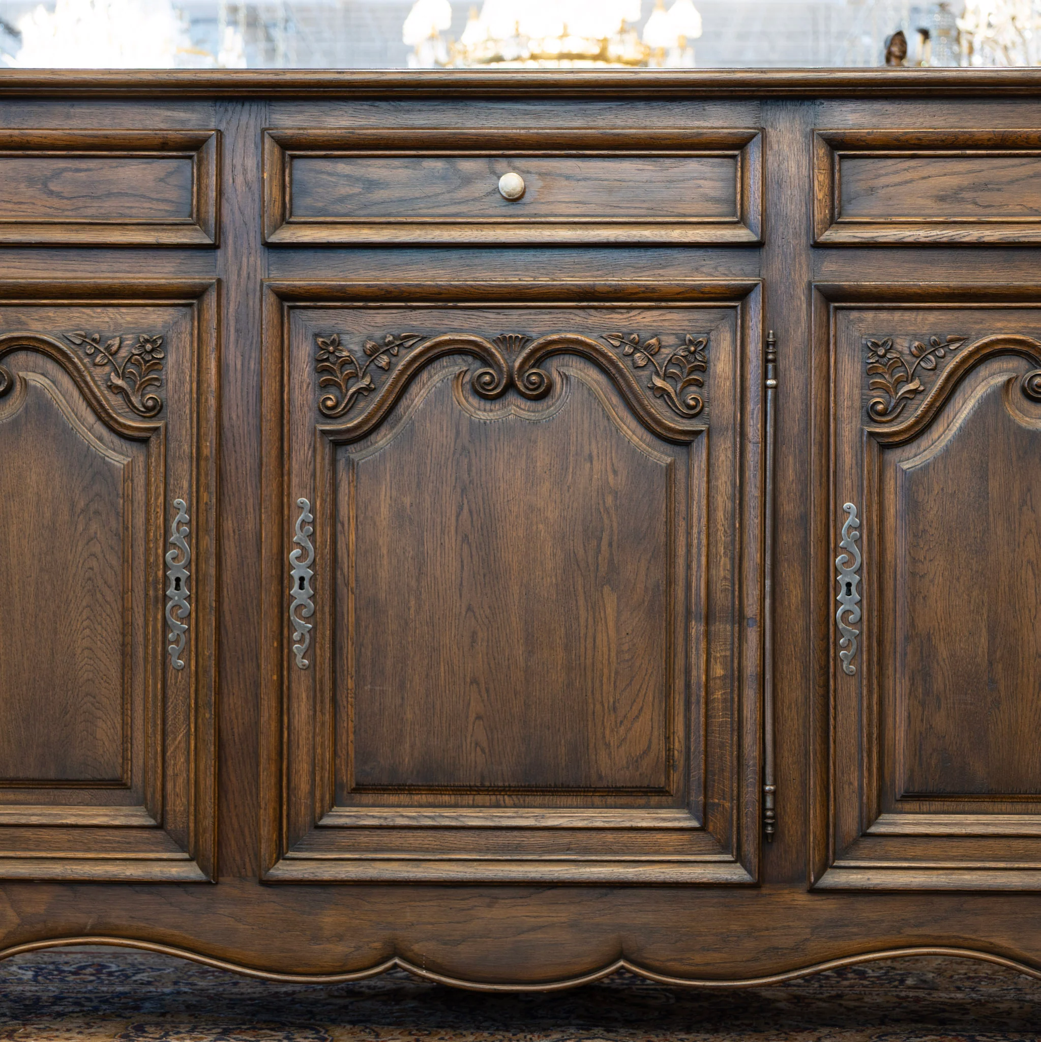 LouisXVI Brown Sideboard – Rounded Corners & Carved Detailing - Image 4