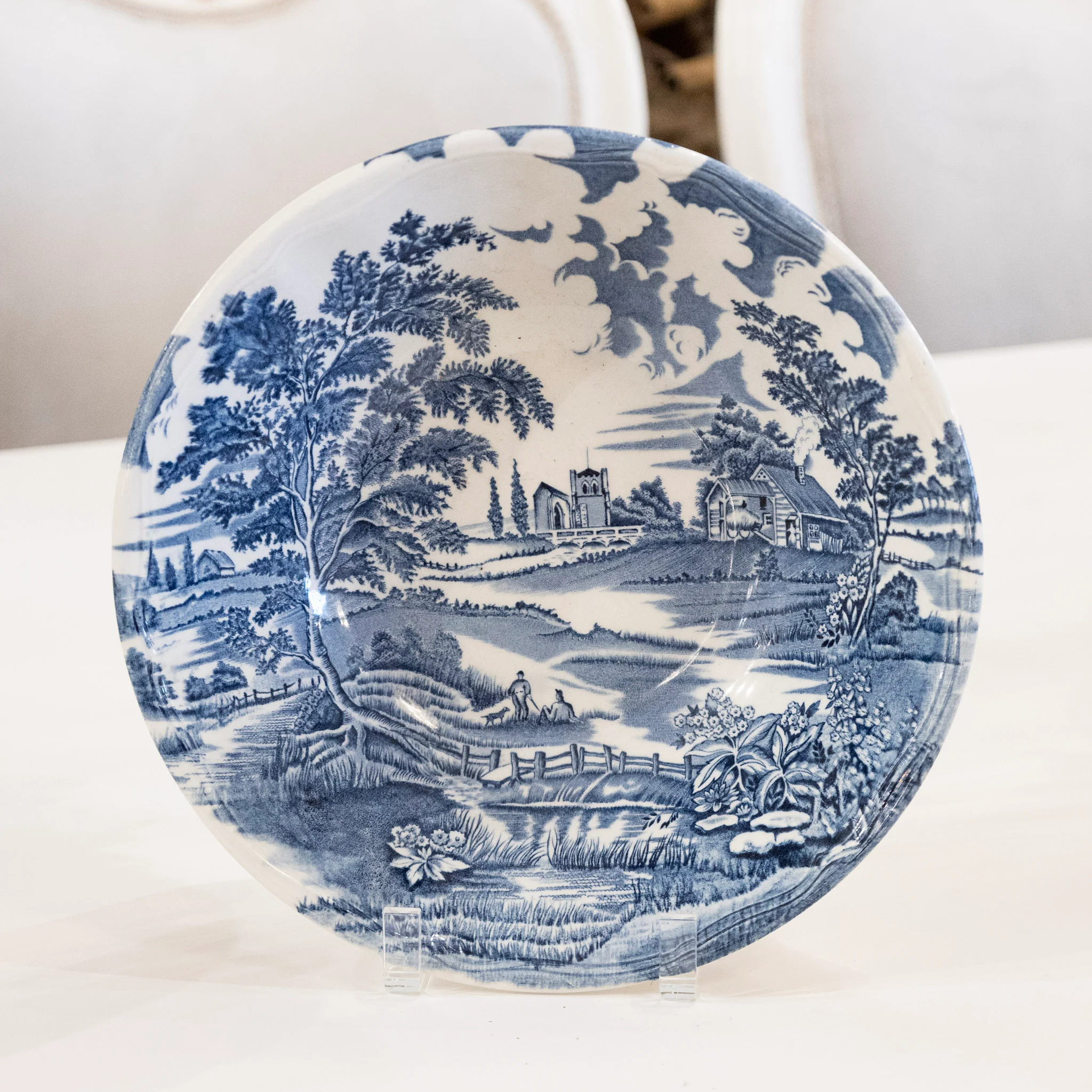 Luneville Hand-Painted Blue Porcelain Dinner Service – 41-Piece French “English Style” Countryside Set (c. 1930s–1950s) - Image 11