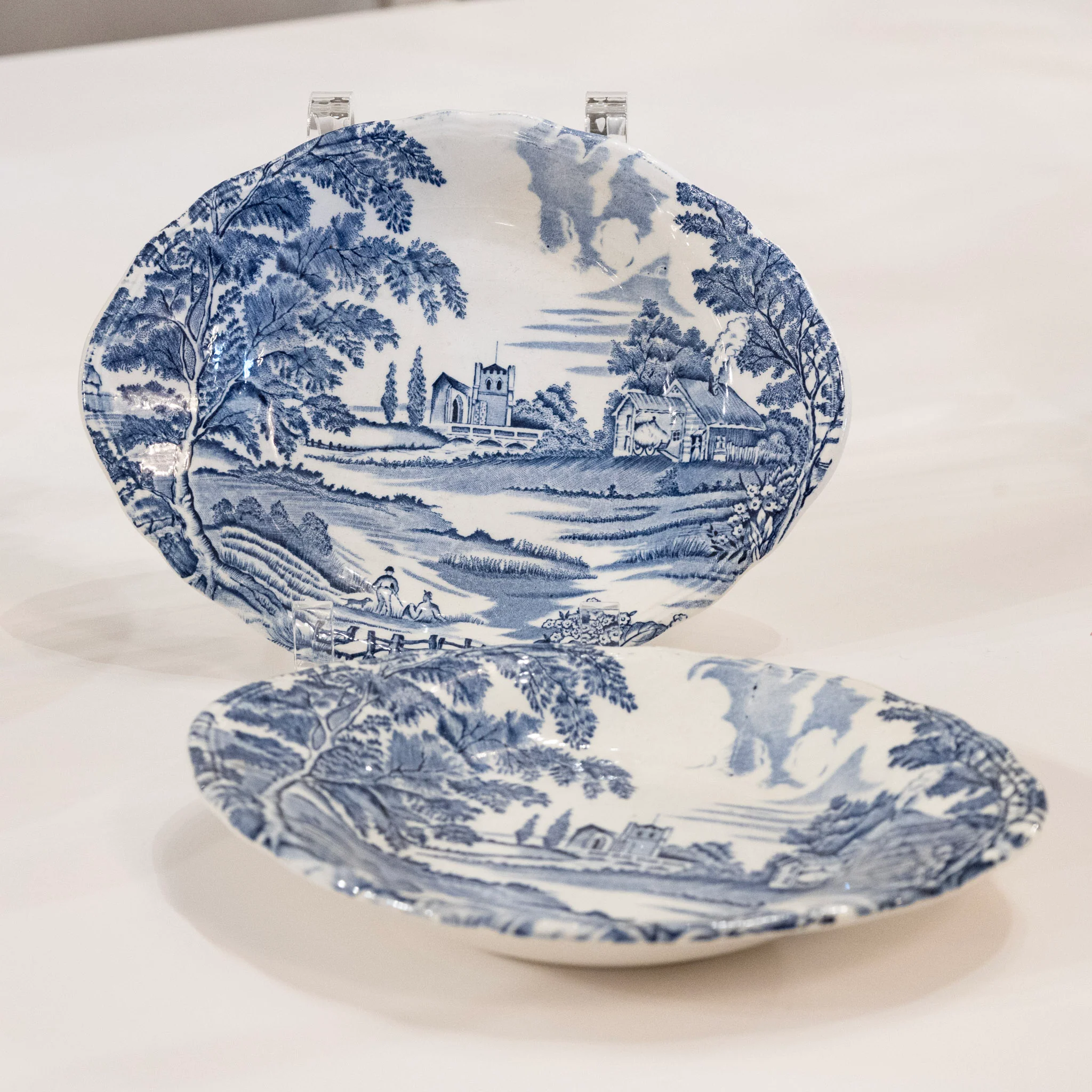 Luneville Hand-Painted Blue Porcelain Dinner Service – 41-Piece French “English Style” Countryside Set (c. 1930s–1950s) - Image 6