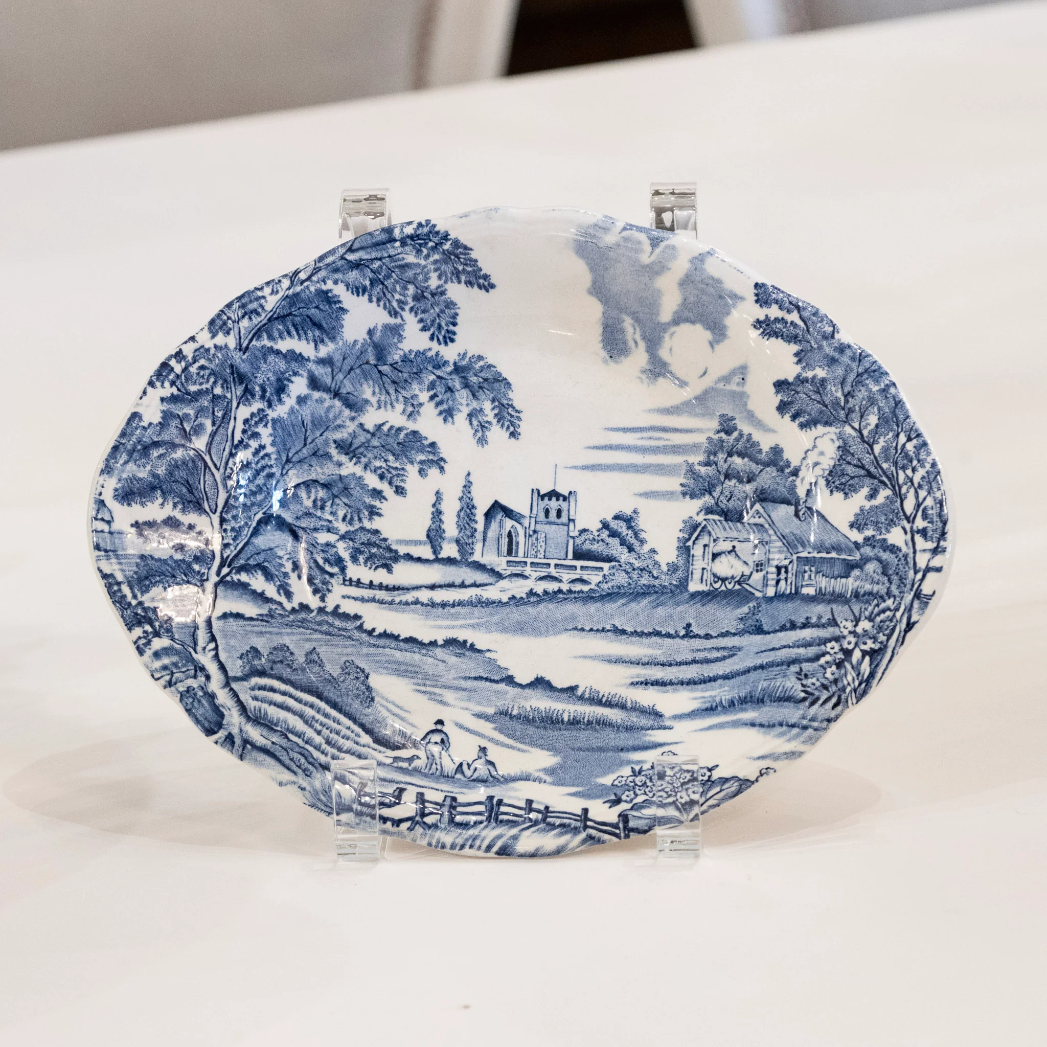 Luneville Hand-Painted Blue Porcelain Dinner Service – 41-Piece French “English Style” Countryside Set (c. 1930s–1950s) - Image 7
