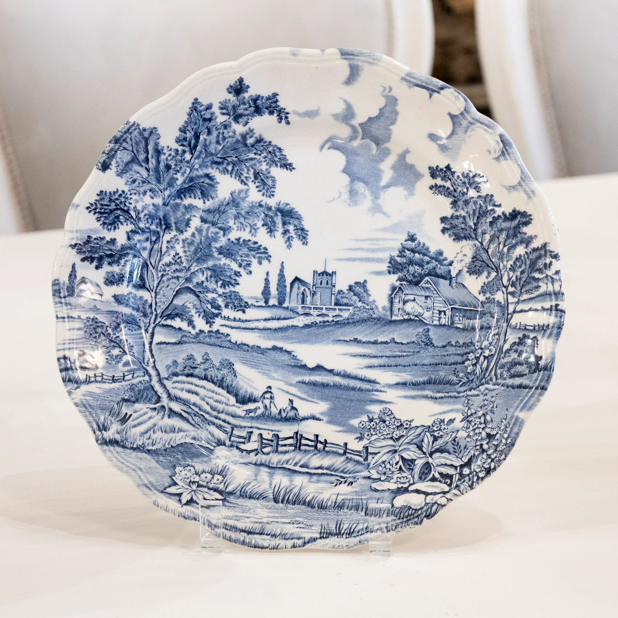 Luneville Hand-Painted Blue Porcelain Dinner Service – 41-Piece French “English Style” Countryside Set (c. 1930s–1950s) - Image 9