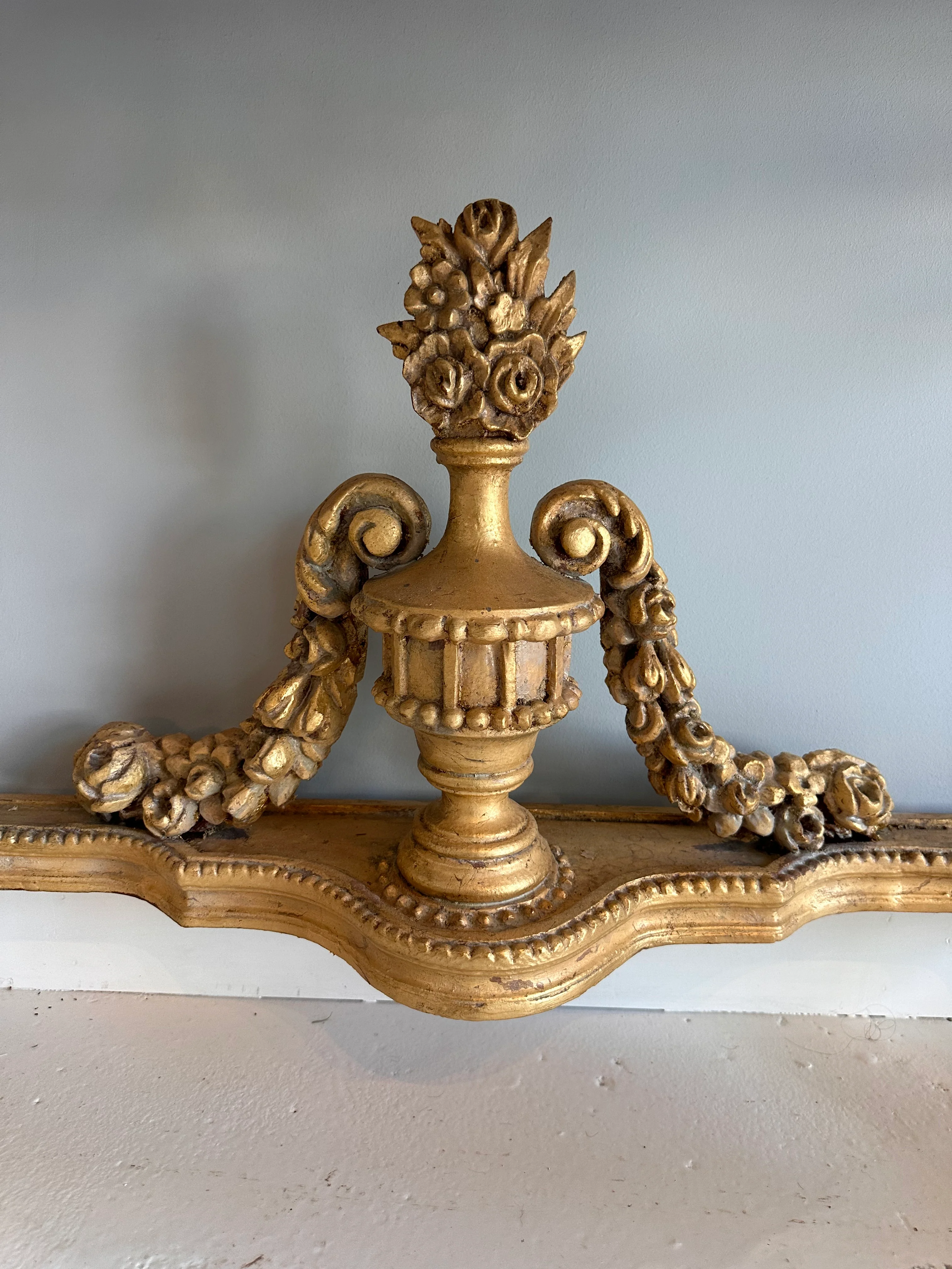 Marble Top Demilune Console with Carvings - Image 4
