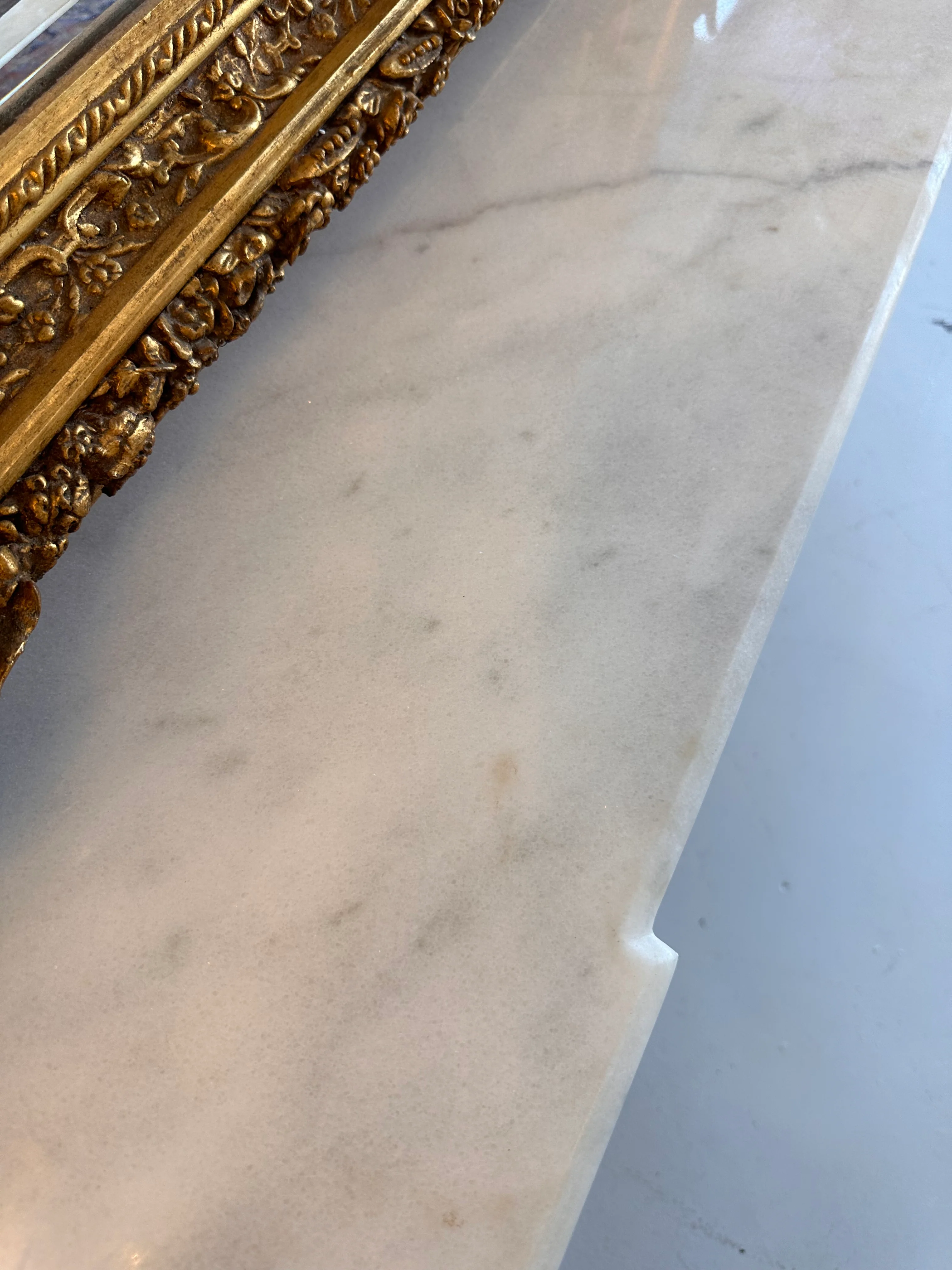 Marble Top Demilune Console with Carvings - Image 5
