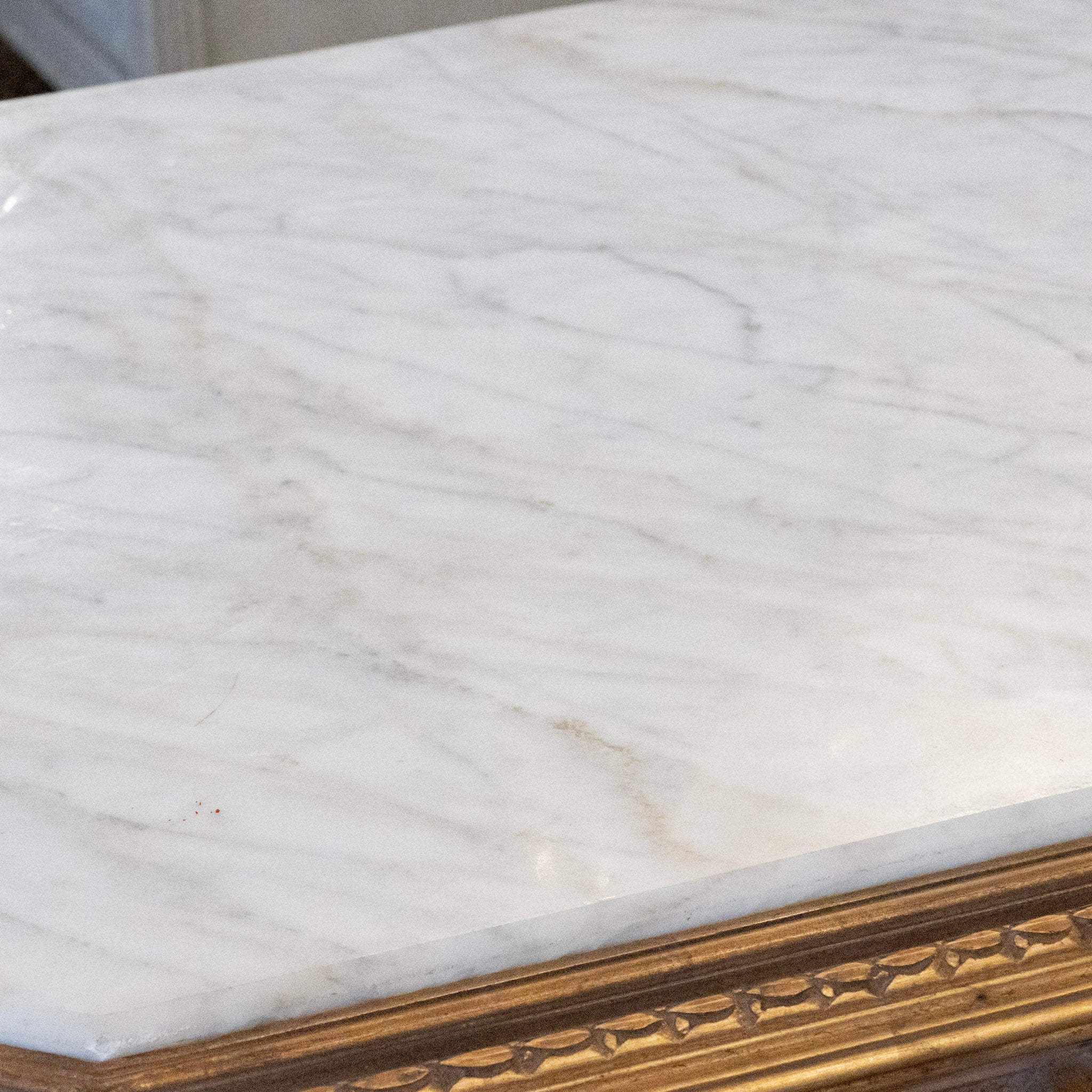 Neoclassical Ornate Center Table – Floral Carvings & White Marble Top - Image 10