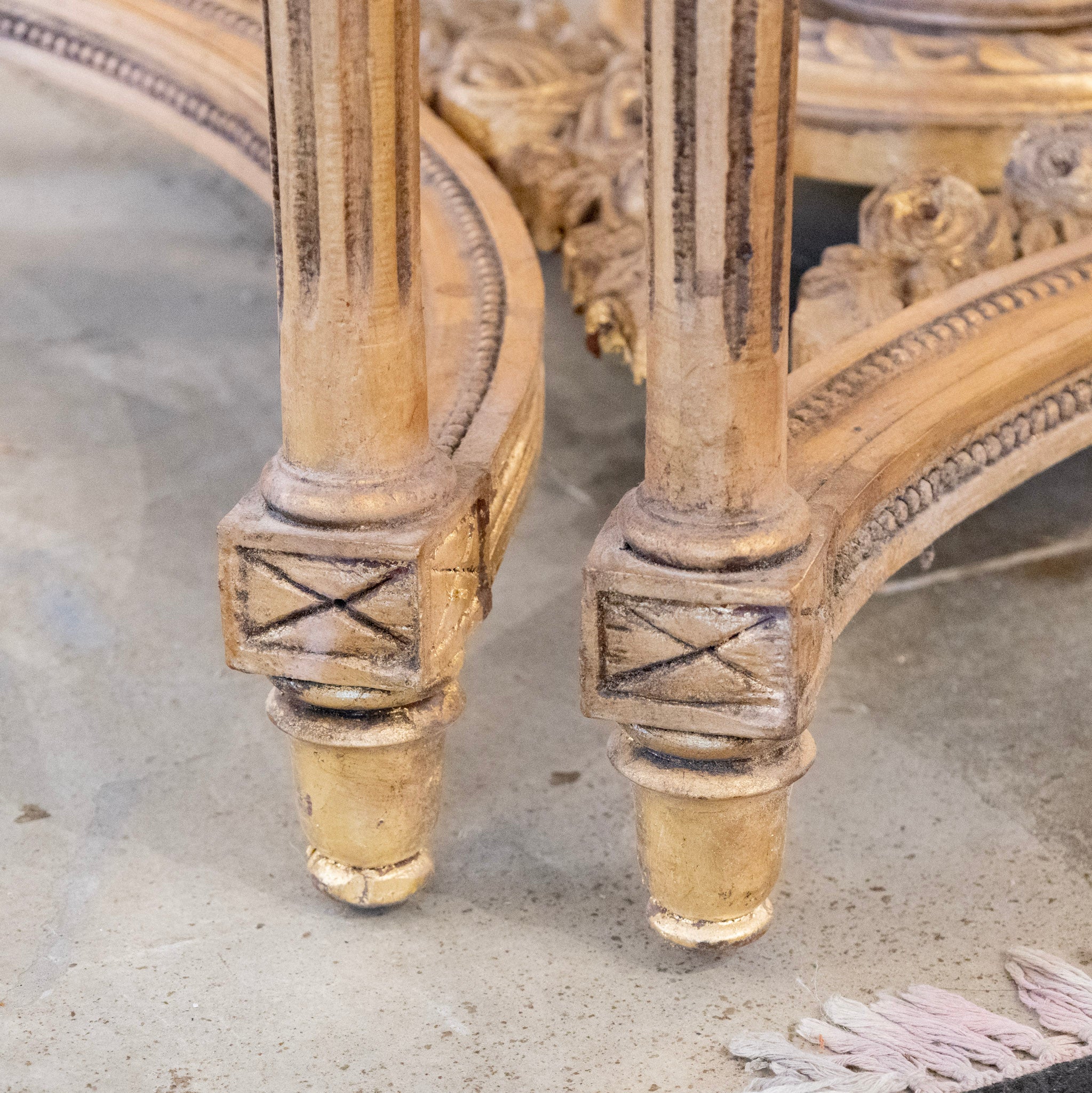 Neoclassical Ornate Center Table – Floral Carvings & White Marble Top - Image 14