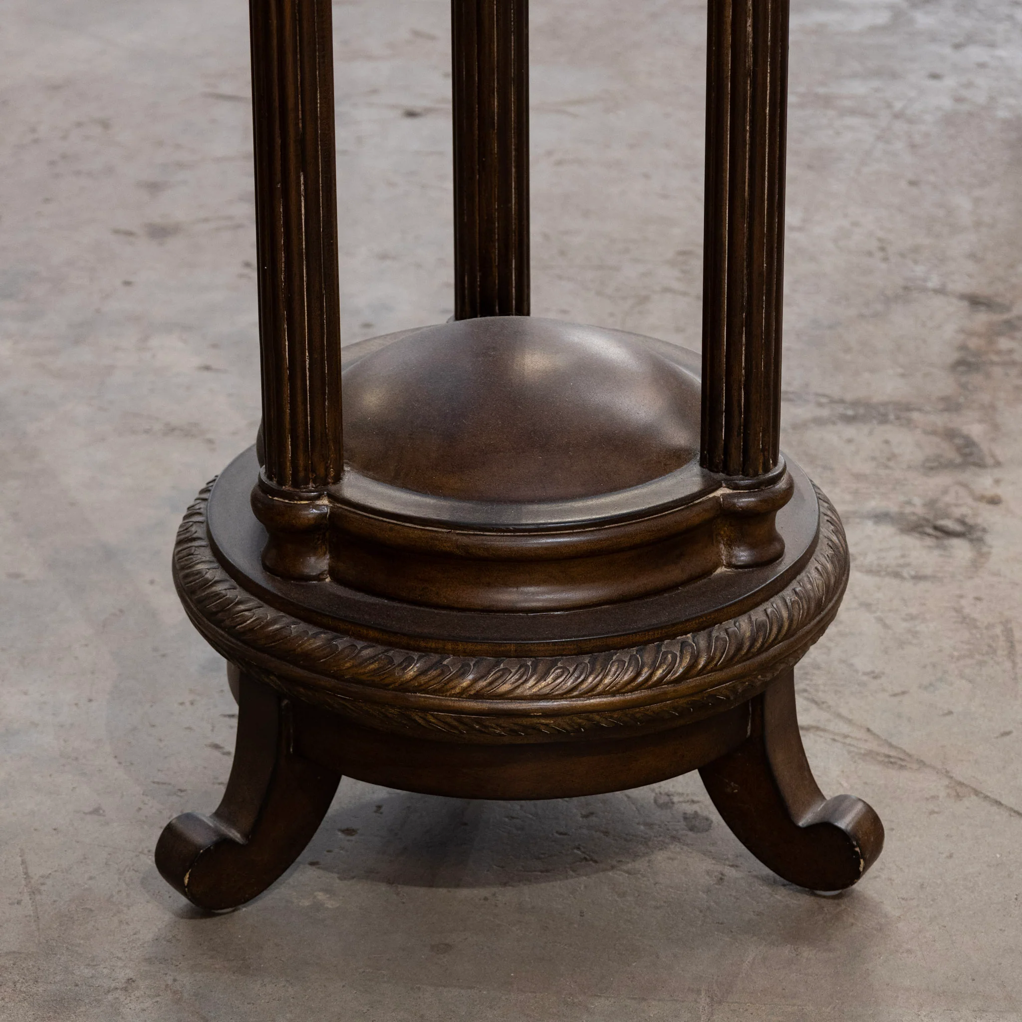 Neoclassical Pedestal Stand – Dark Brown Columns & Leather Top - Image 3