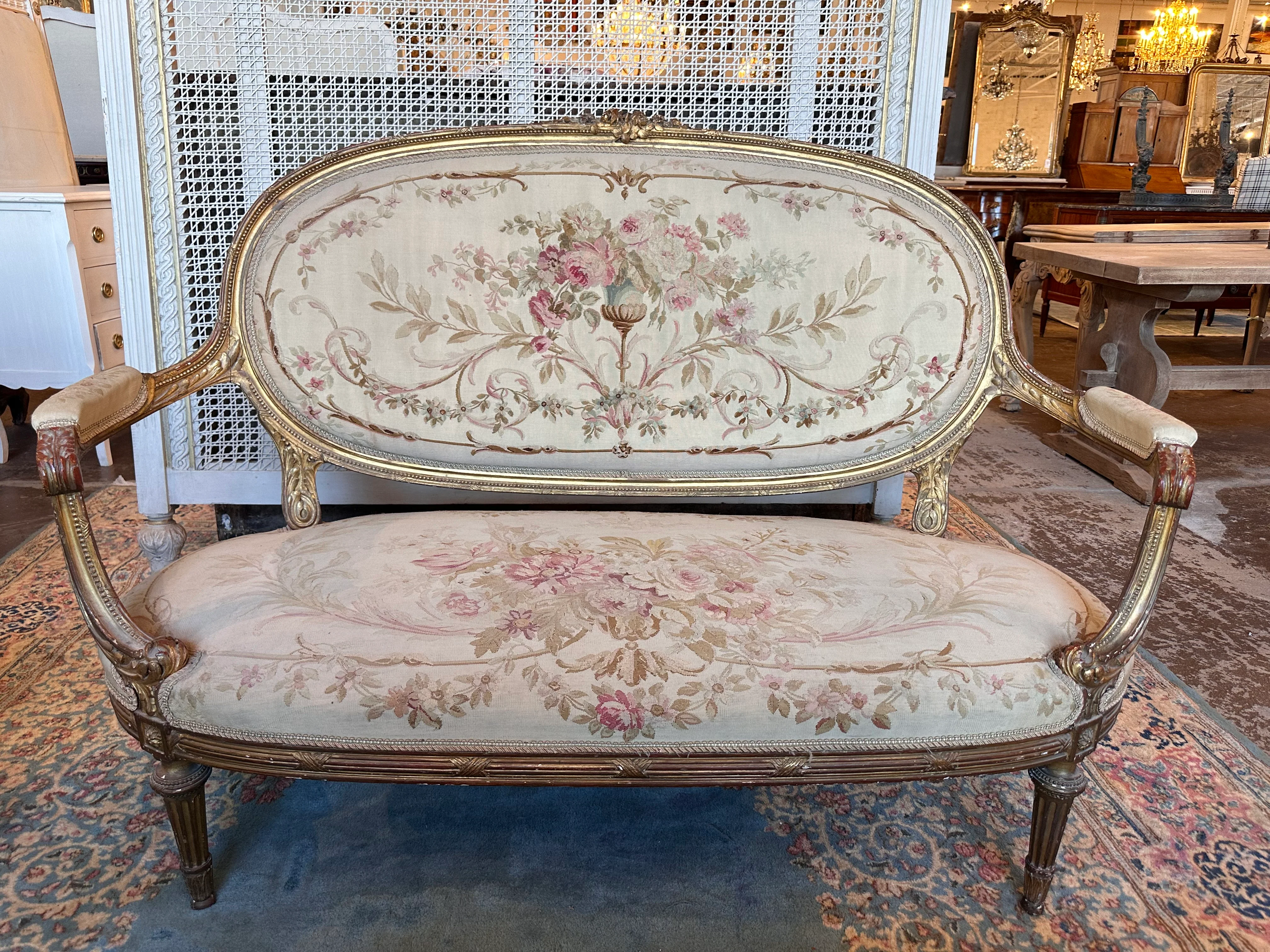 Original Antique French Aubusson Tapestry Furniture Set - Image 3