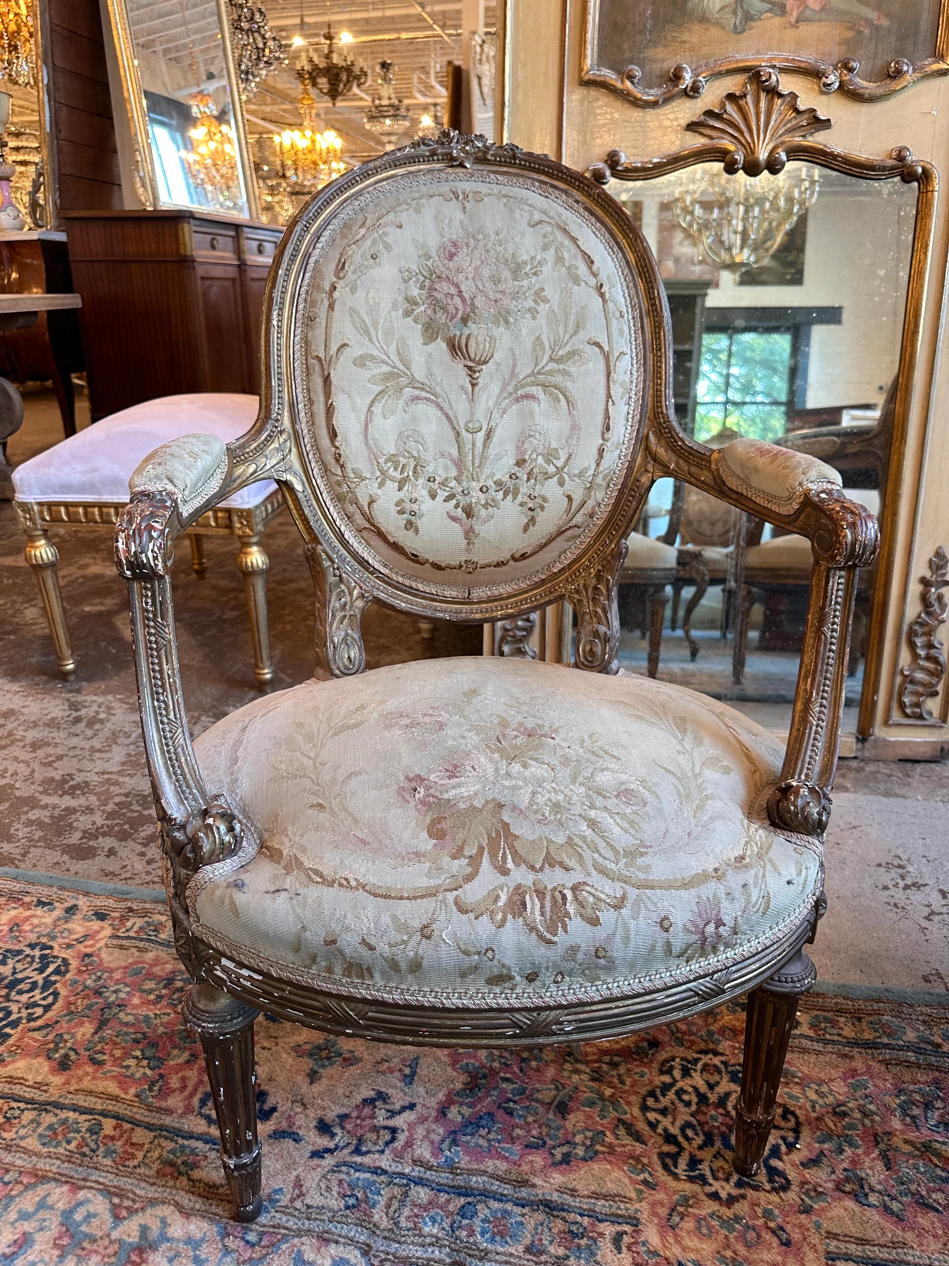 Original Antique French Aubusson Tapestry Furniture Set - Image 6