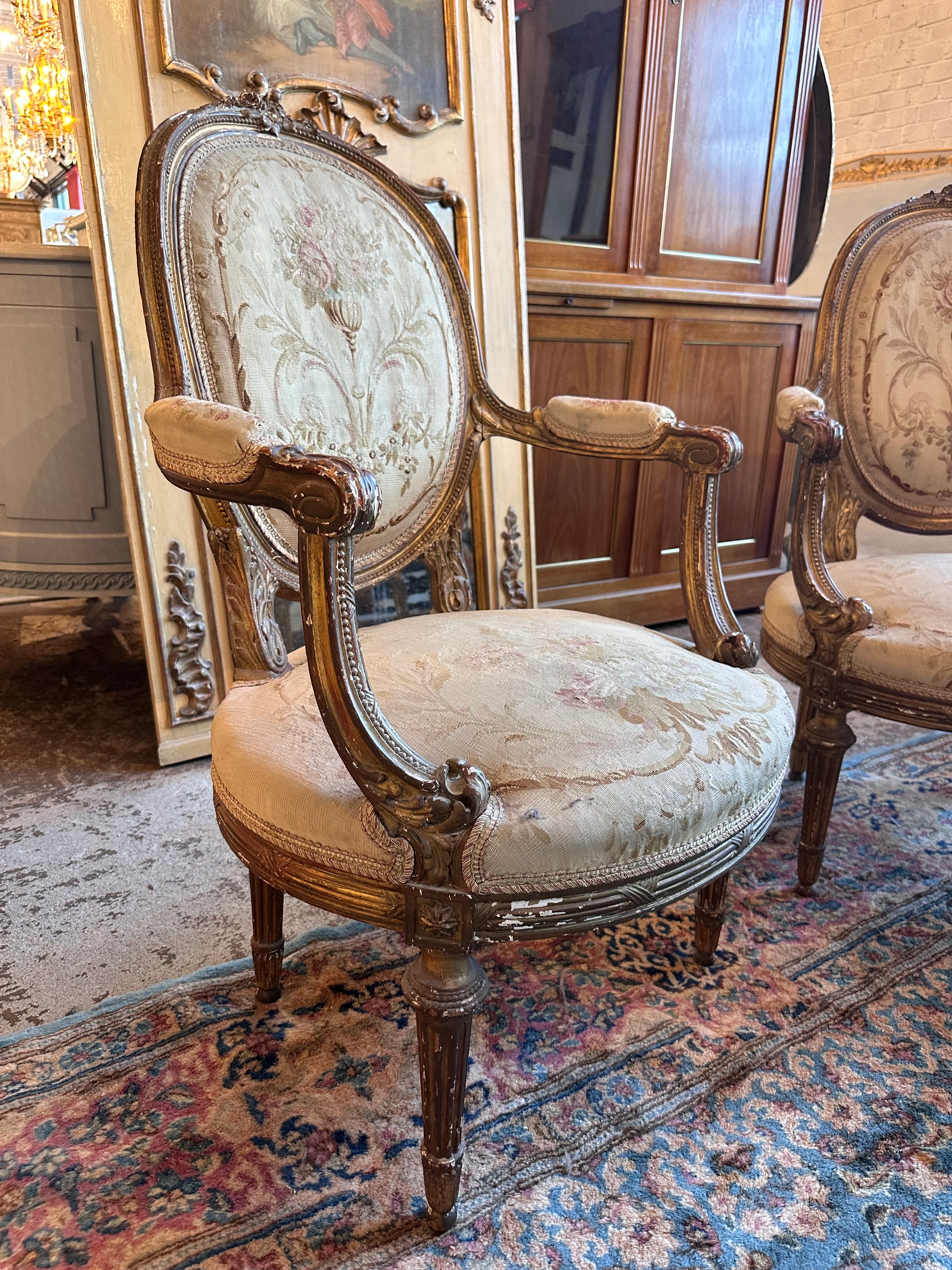 Original Antique French Aubusson Tapestry Furniture Set - Image 7
