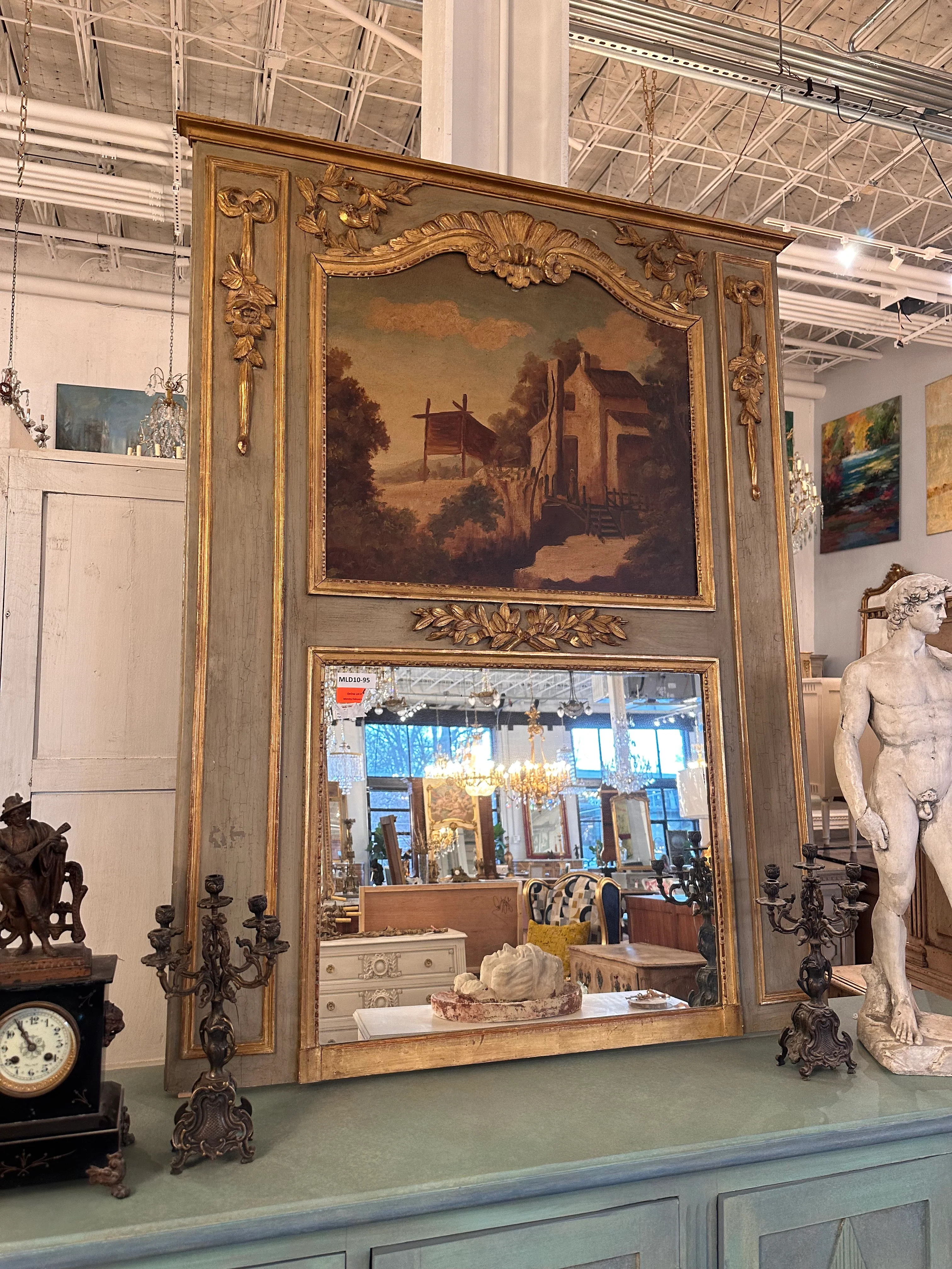 Original Antique French Trumeau Mirror