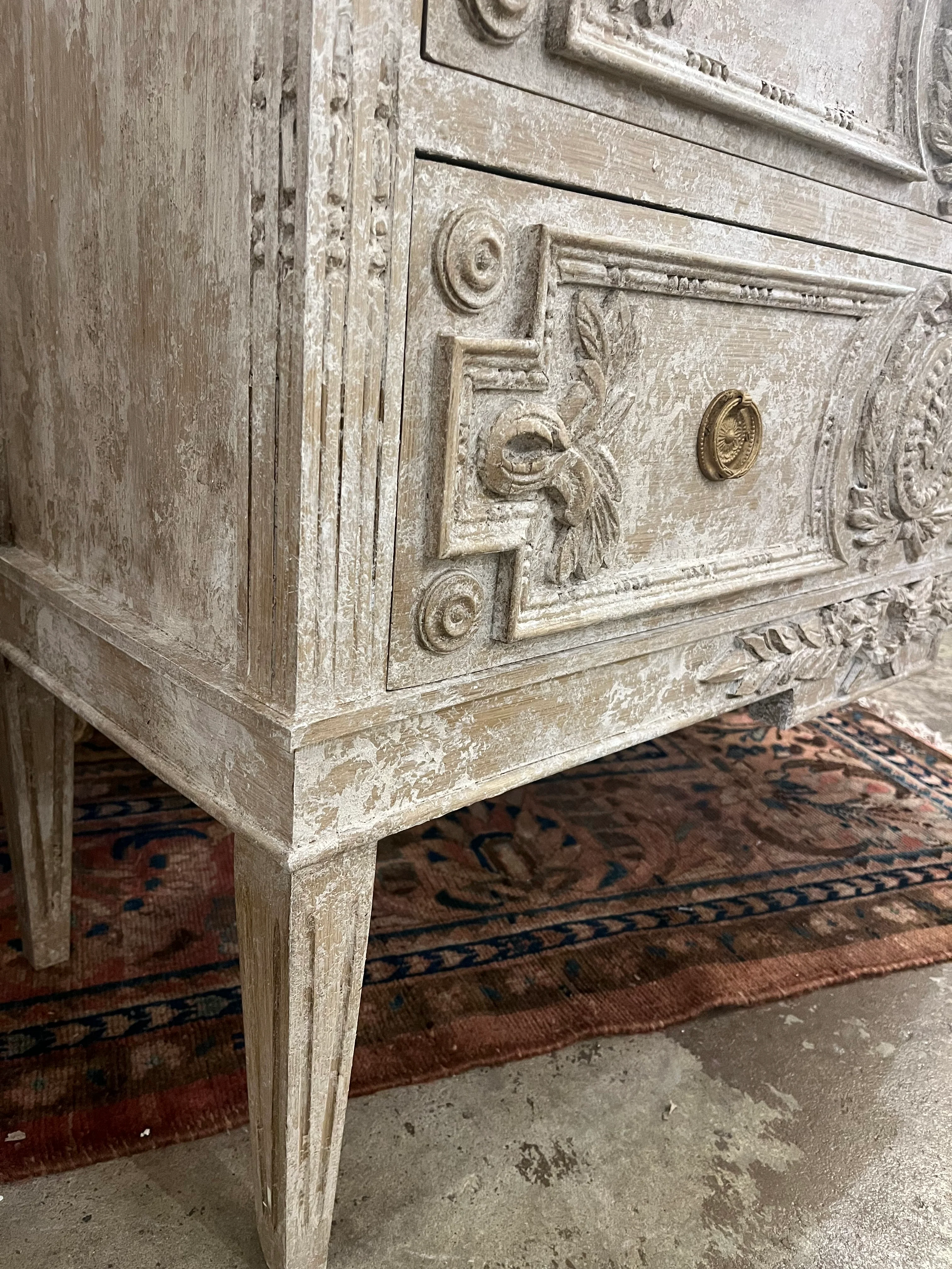Original Texture Swedish Chest with Carved Details - Image 3