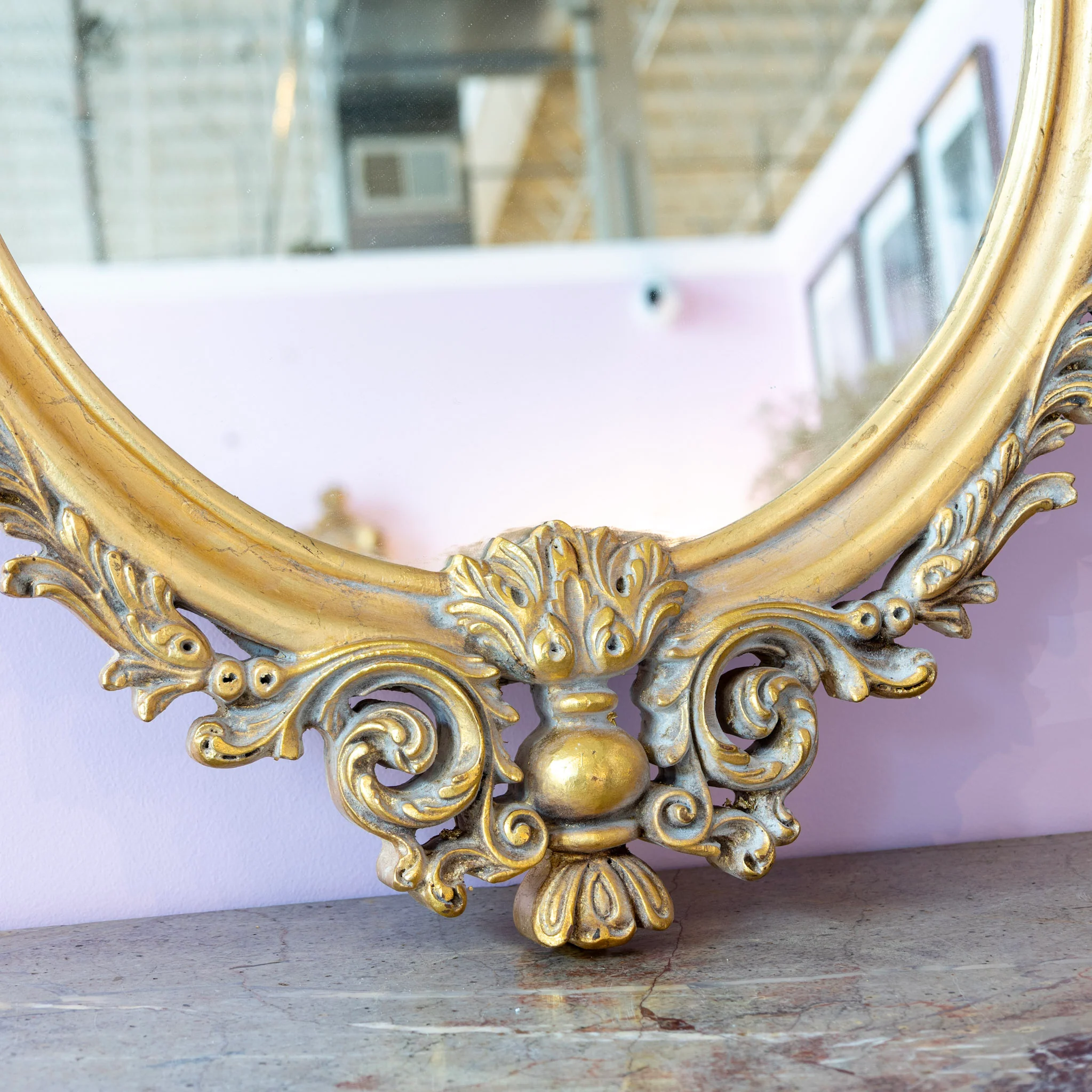 Ornate Gilded Oval Mirror - Image 3