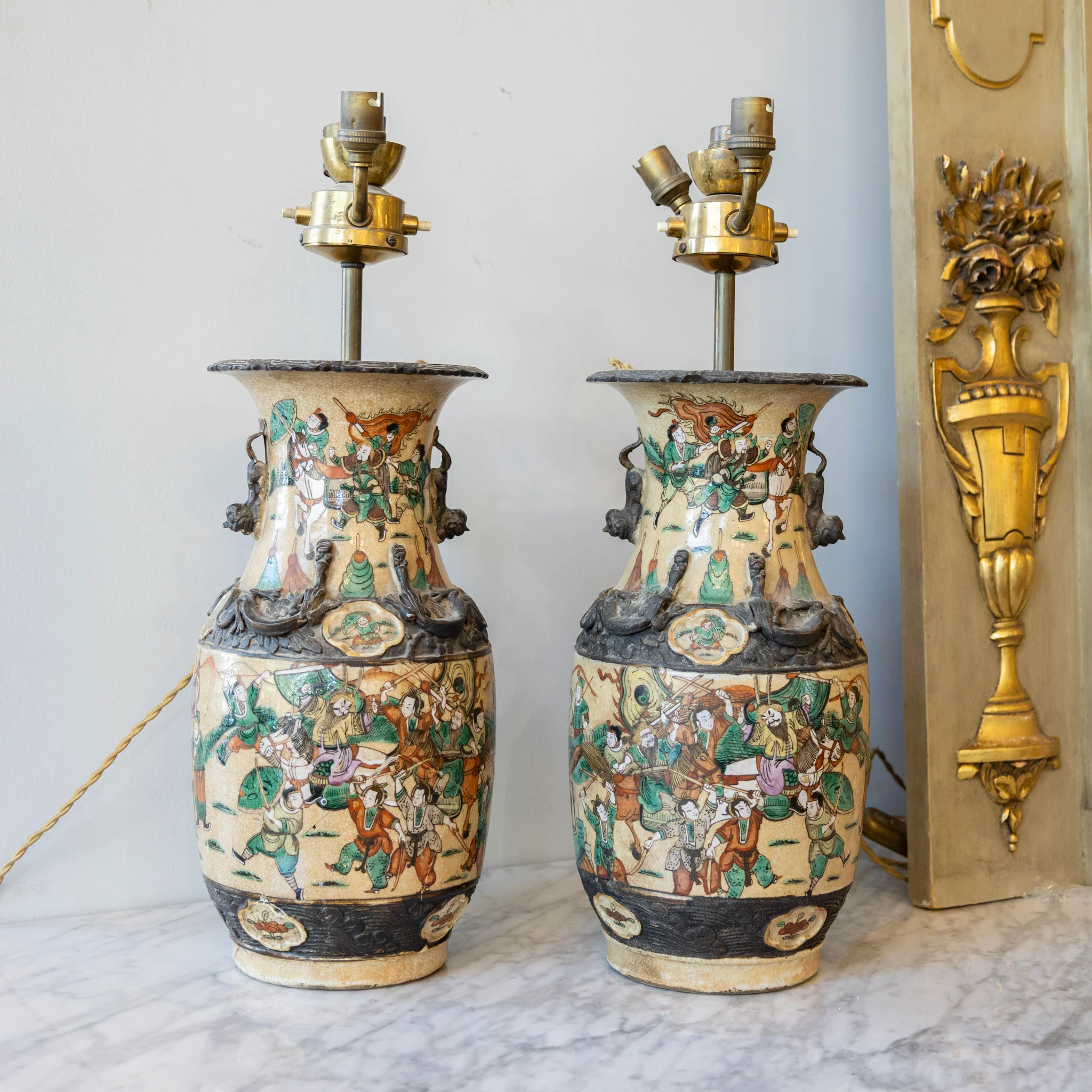 Pair of French Oriental Porcelain Table Lamps