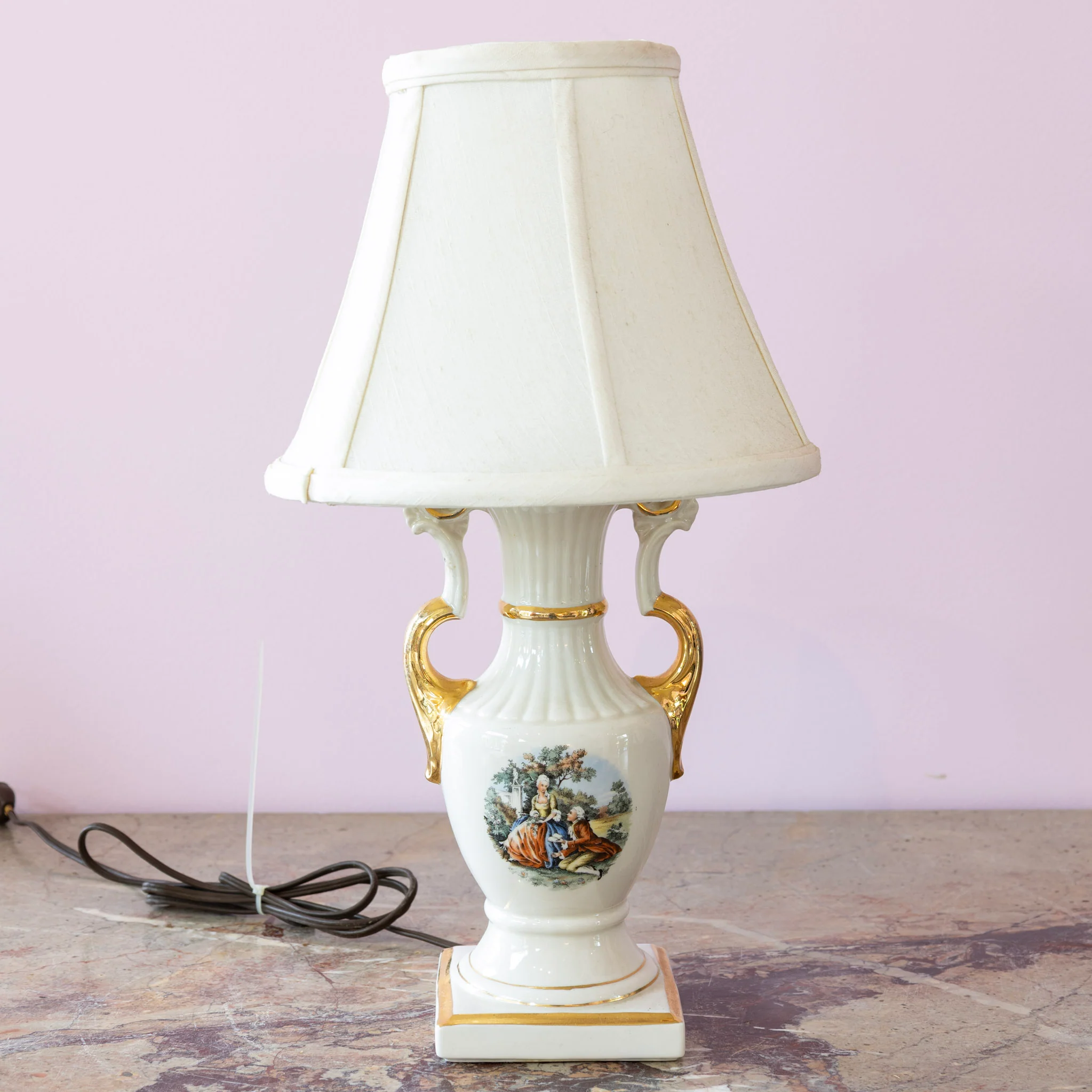 Pair of French Porcelain Table Lamps – Hand-Painted - Image 3