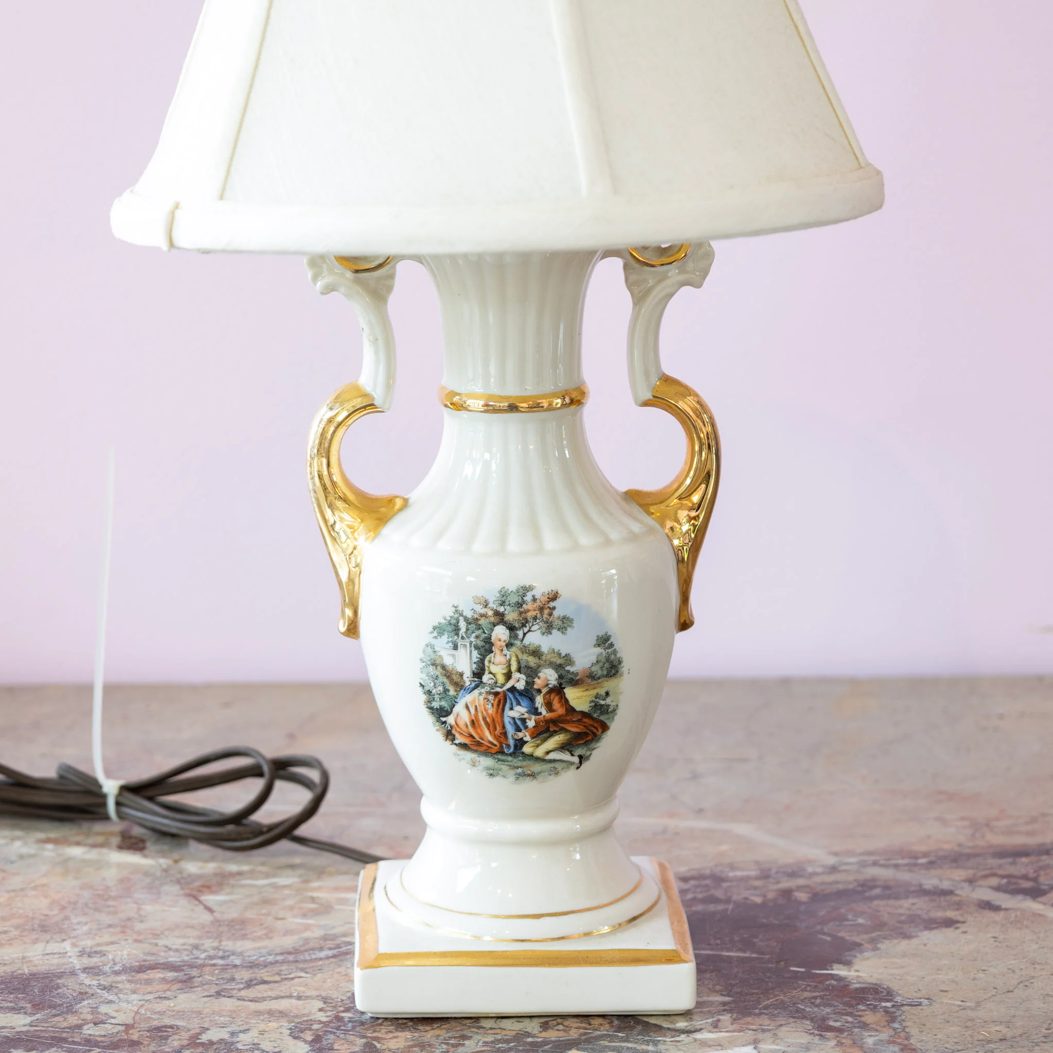 Pair of French Porcelain Table Lamps – Hand-Painted - Image 4