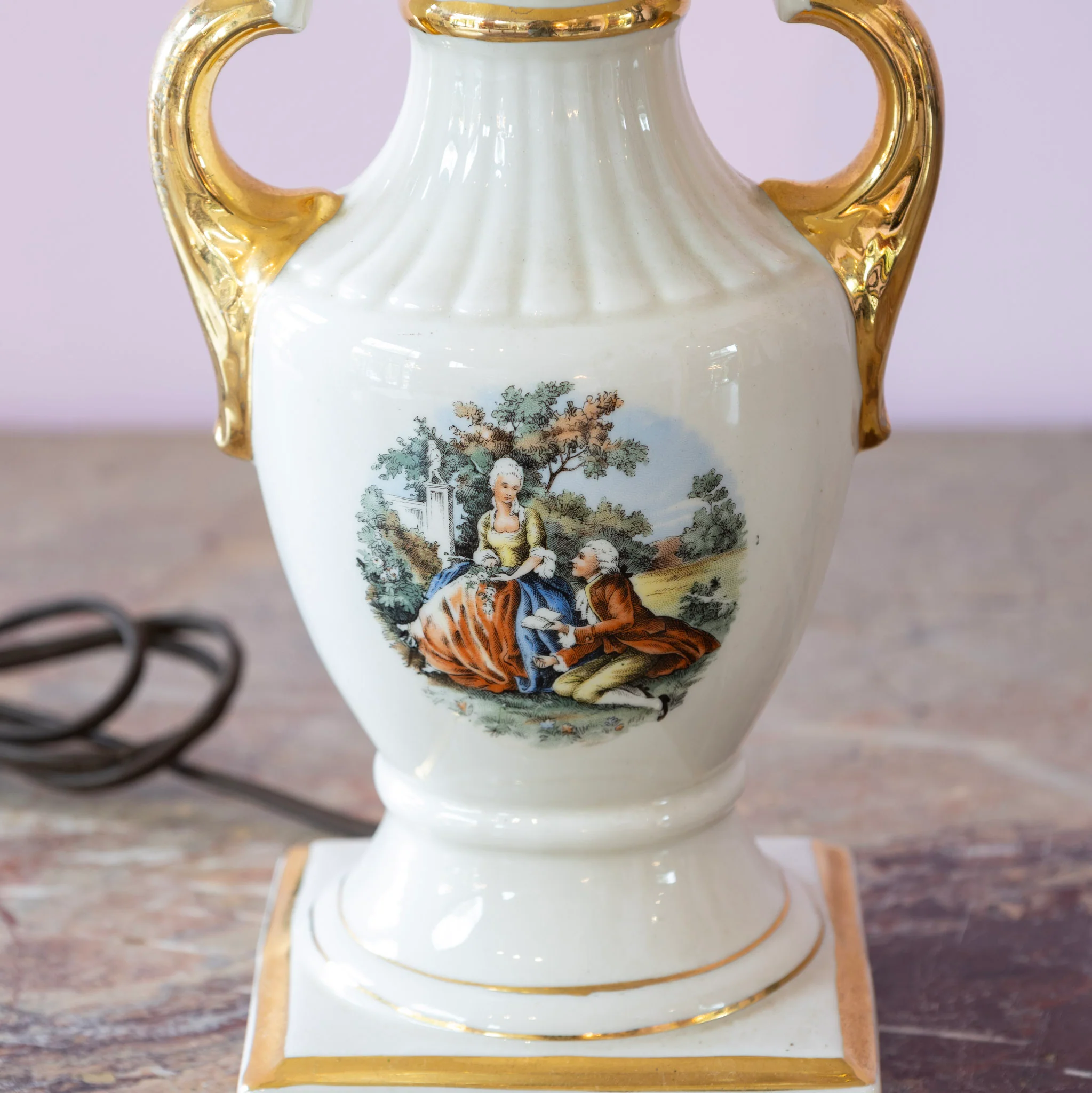 Pair of French Porcelain Table Lamps – Hand-Painted - Image 5