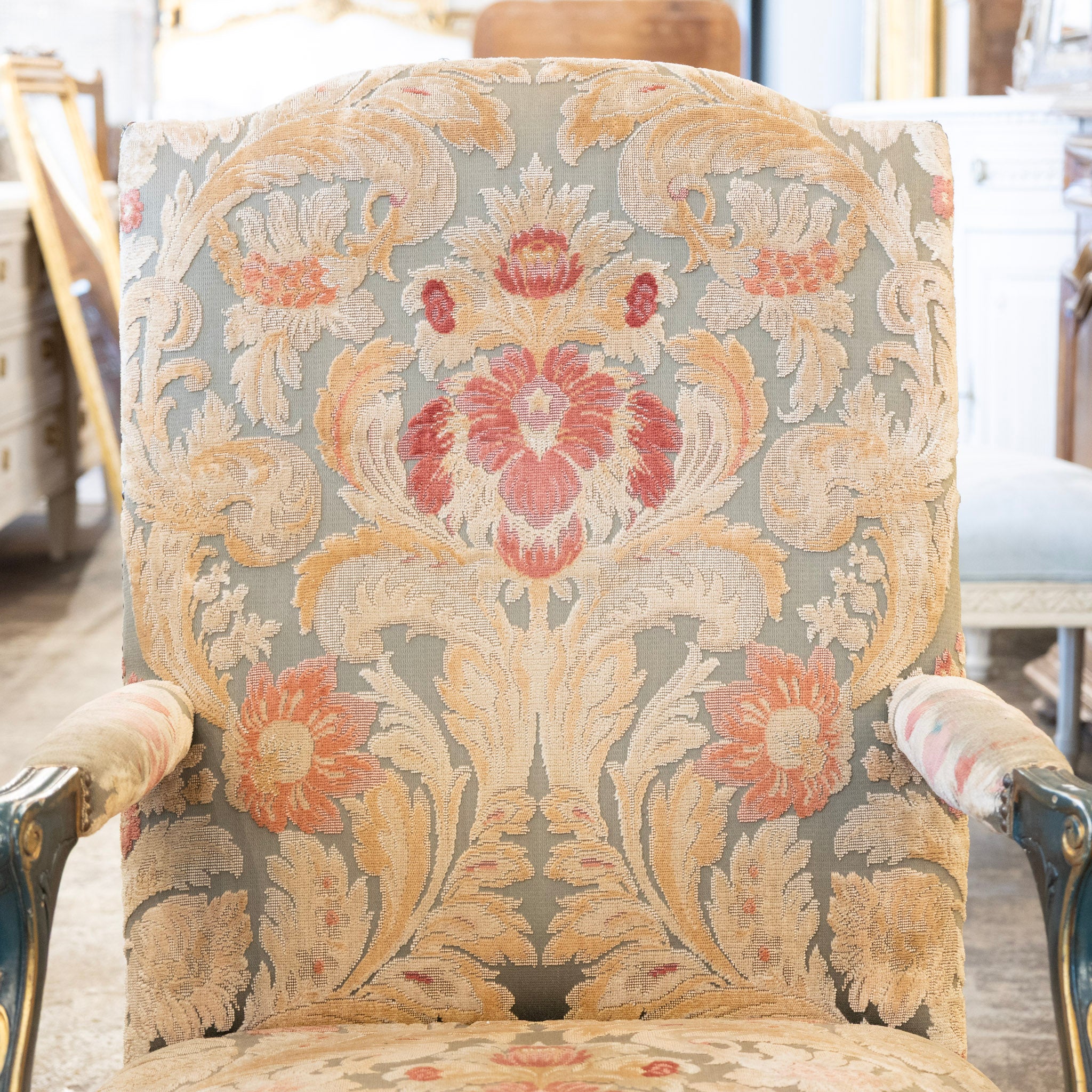 Pair of Louis XV Carved Armchair – Painted Frame with Original Tapestry Upholstery - Image 3
