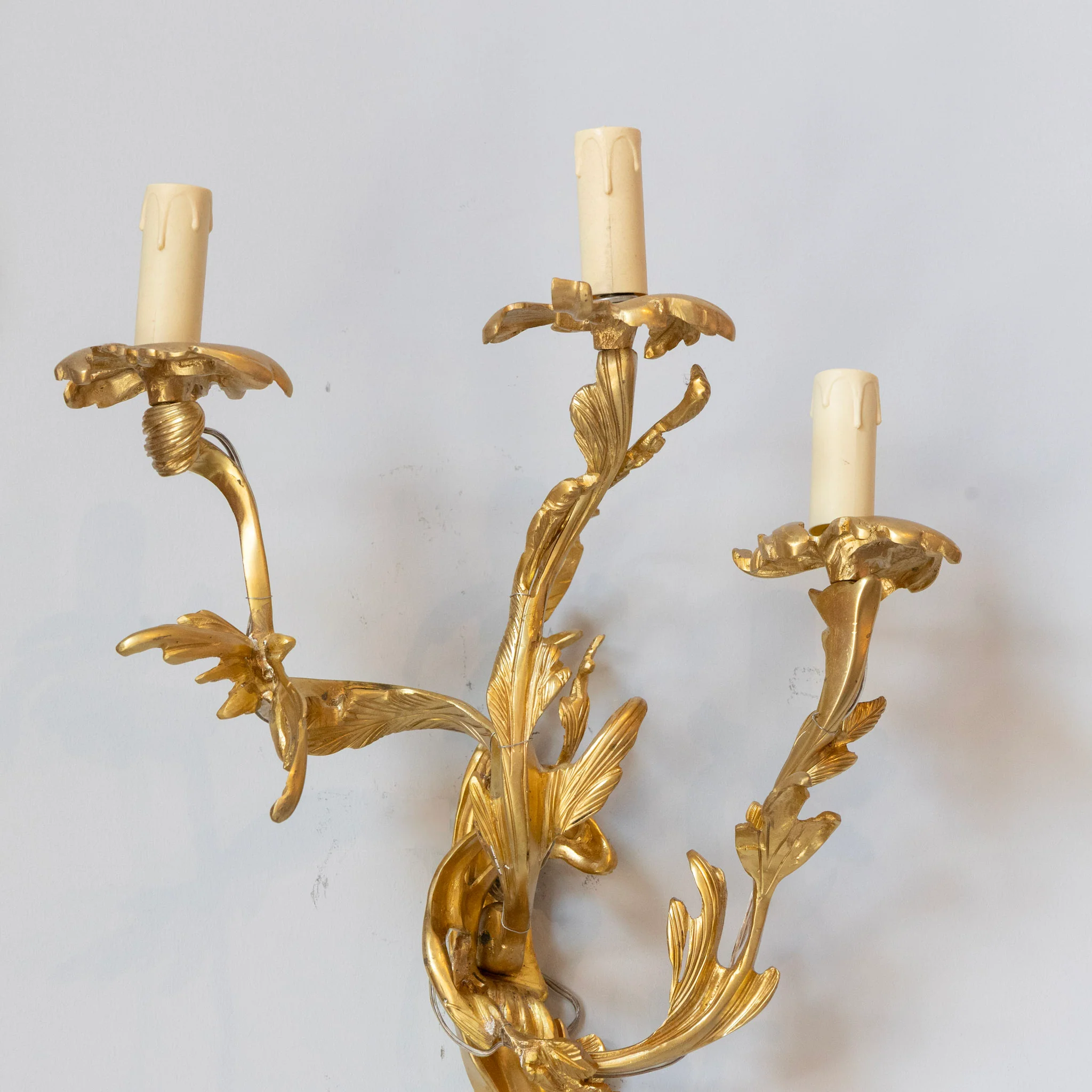 Louis XV Gilded Sconce – Bright Gold with Leaf Carved Frame - Image 4