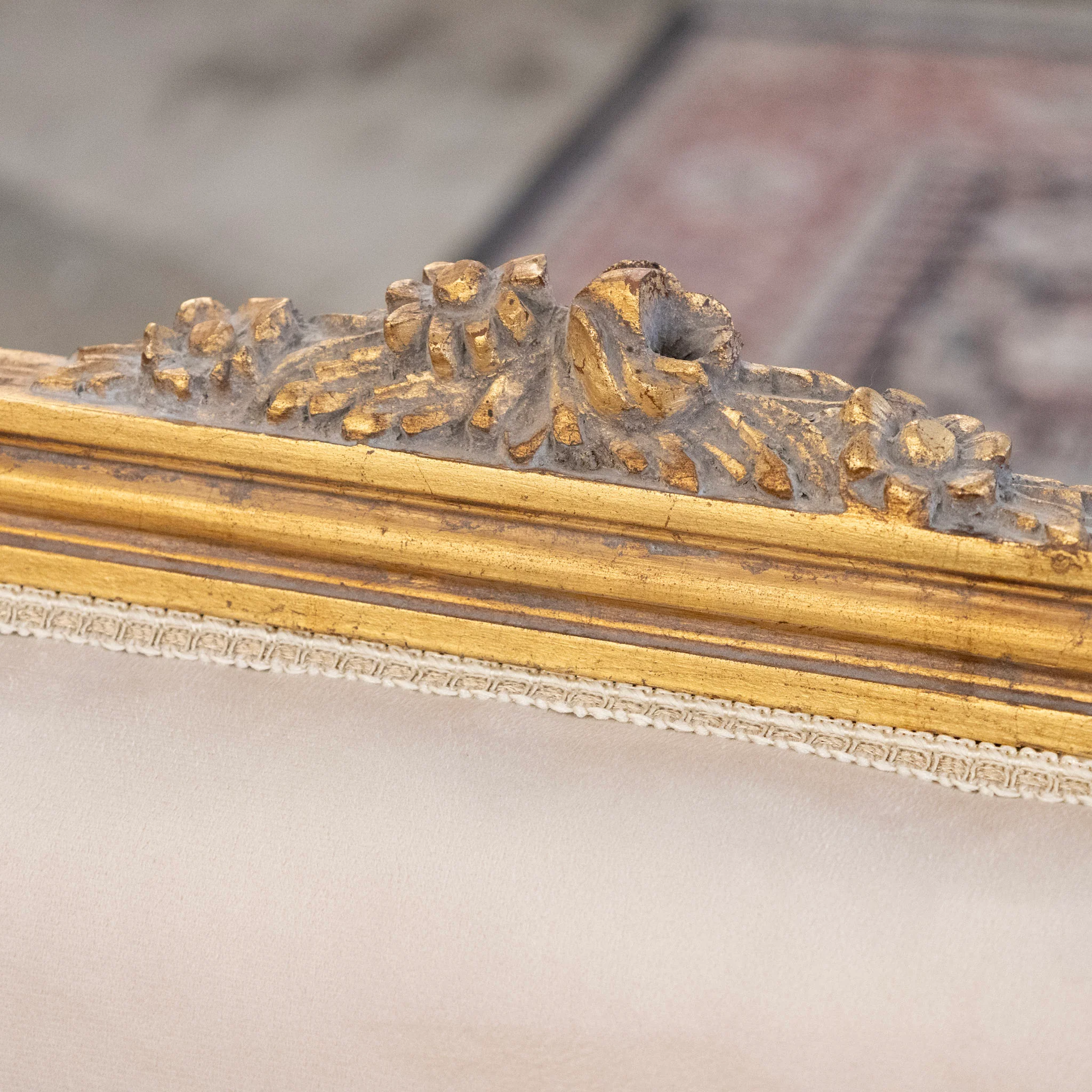 Pair of Louis XVI Gilded Captain Chairs – Cream Velvet Upholstery - Image 5
