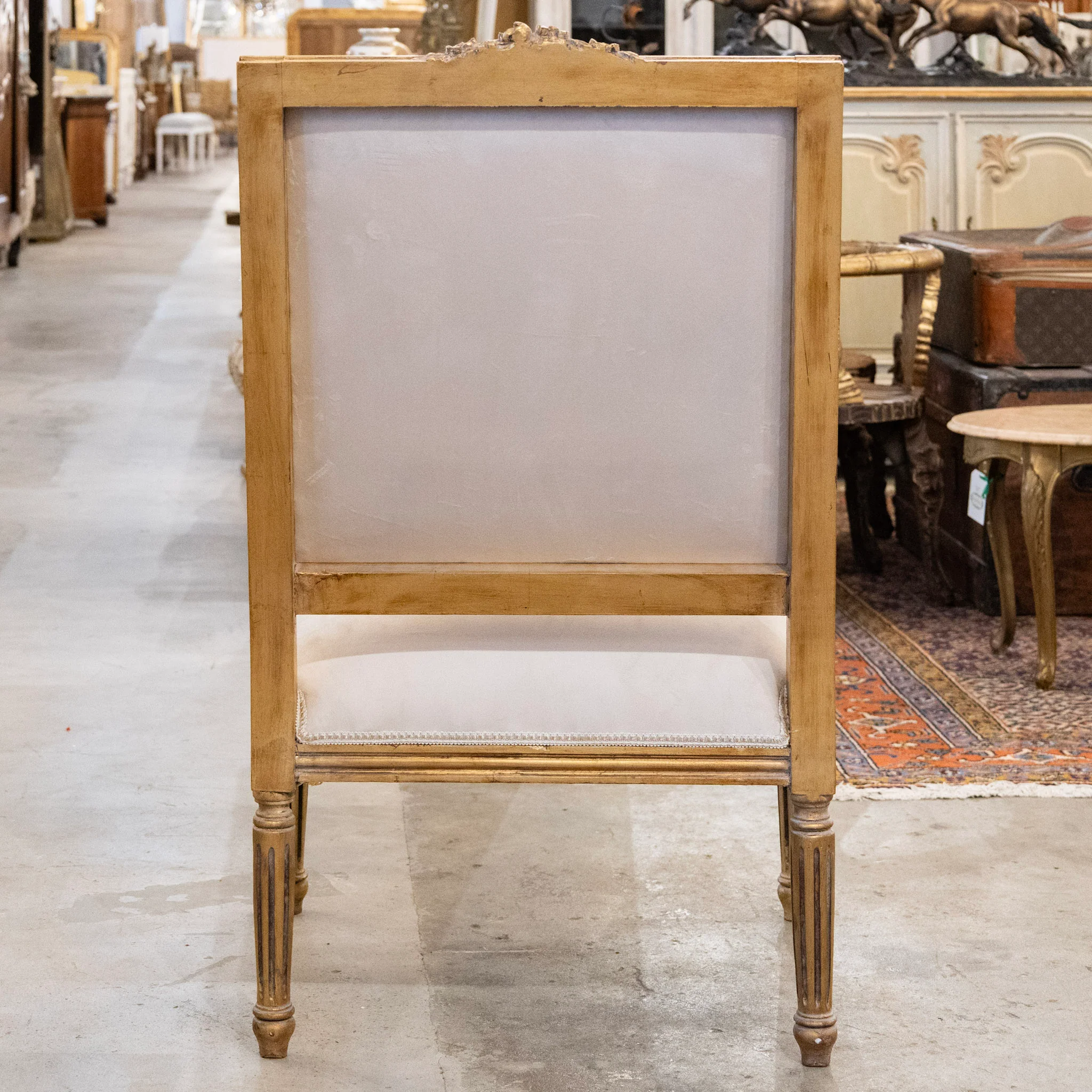Pair of Louis XVI Gilded Captain Chairs – Cream Velvet Upholstery - Image 7