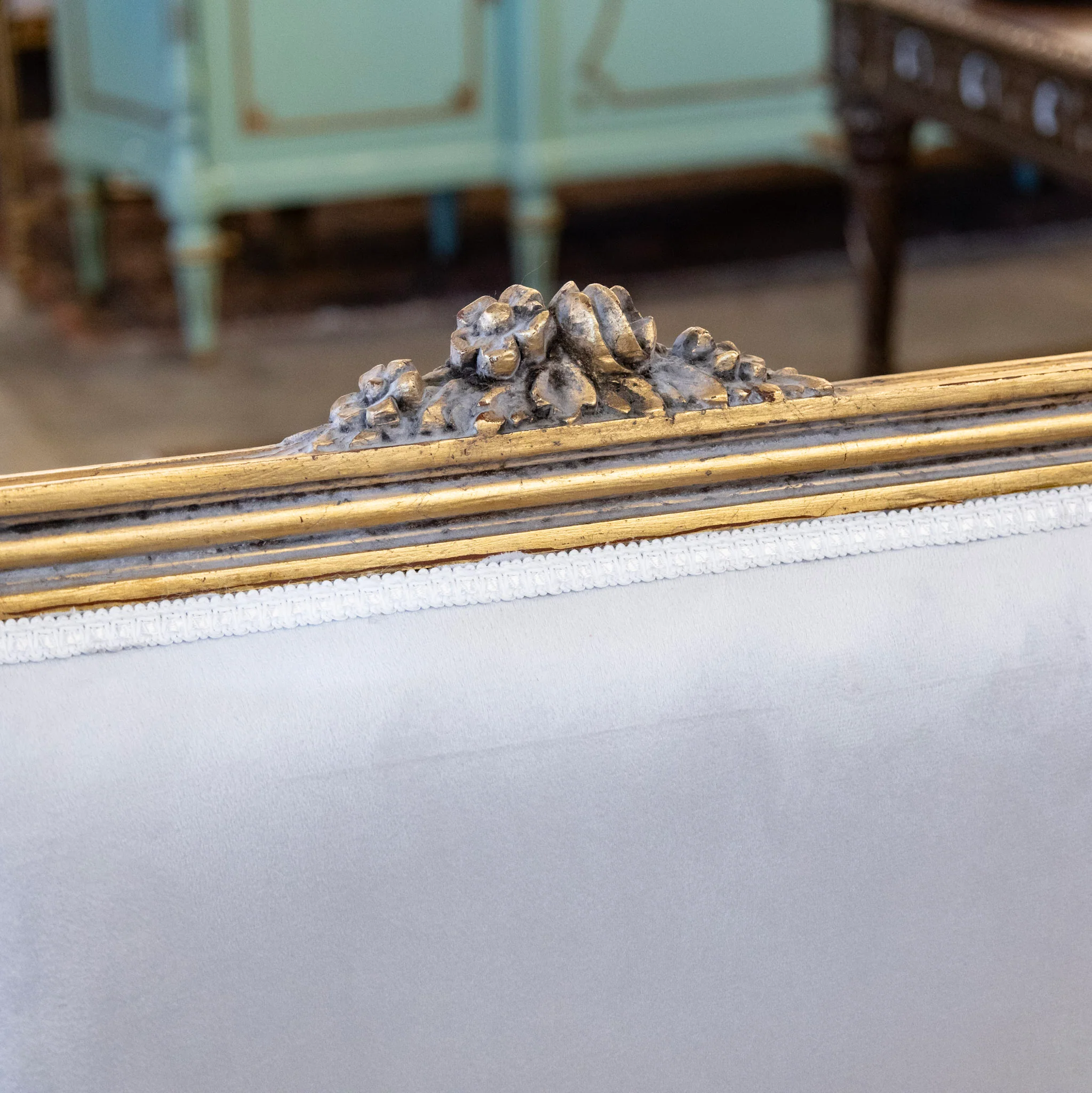 Pair of Louis XVI Gilded Captain Chairs - White Velvet Upholstery - Image 5