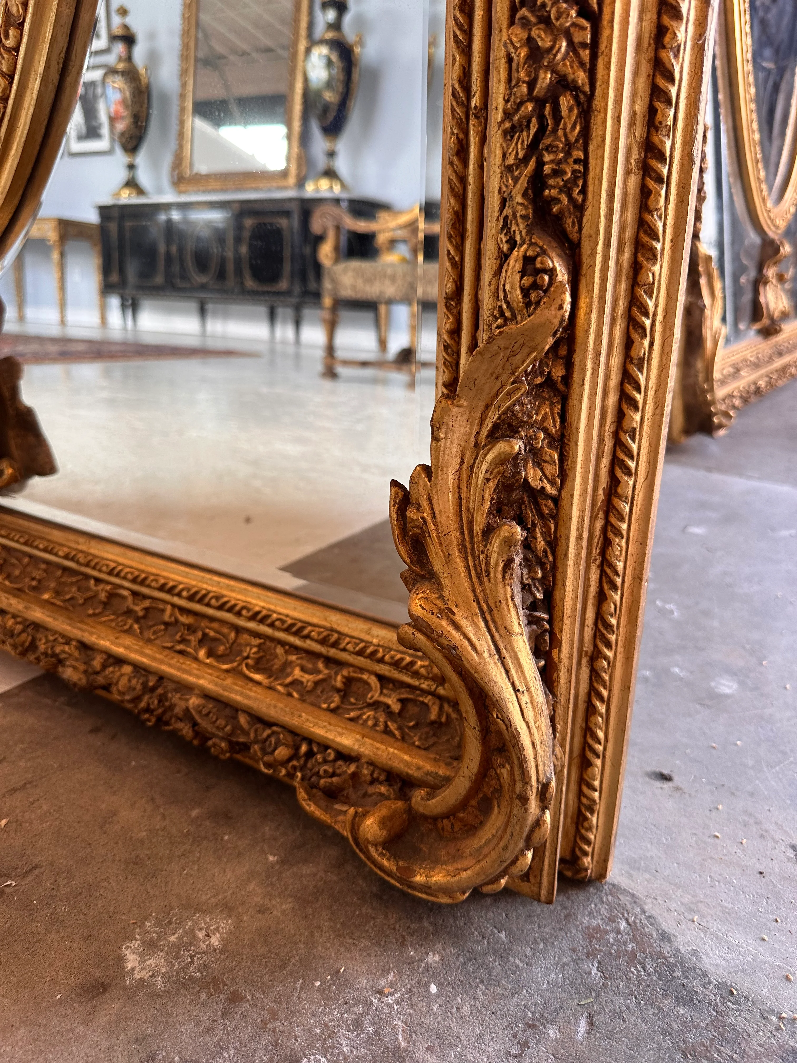 Pair of Louis XVI Gilt Beveled Mirrors - Image 10