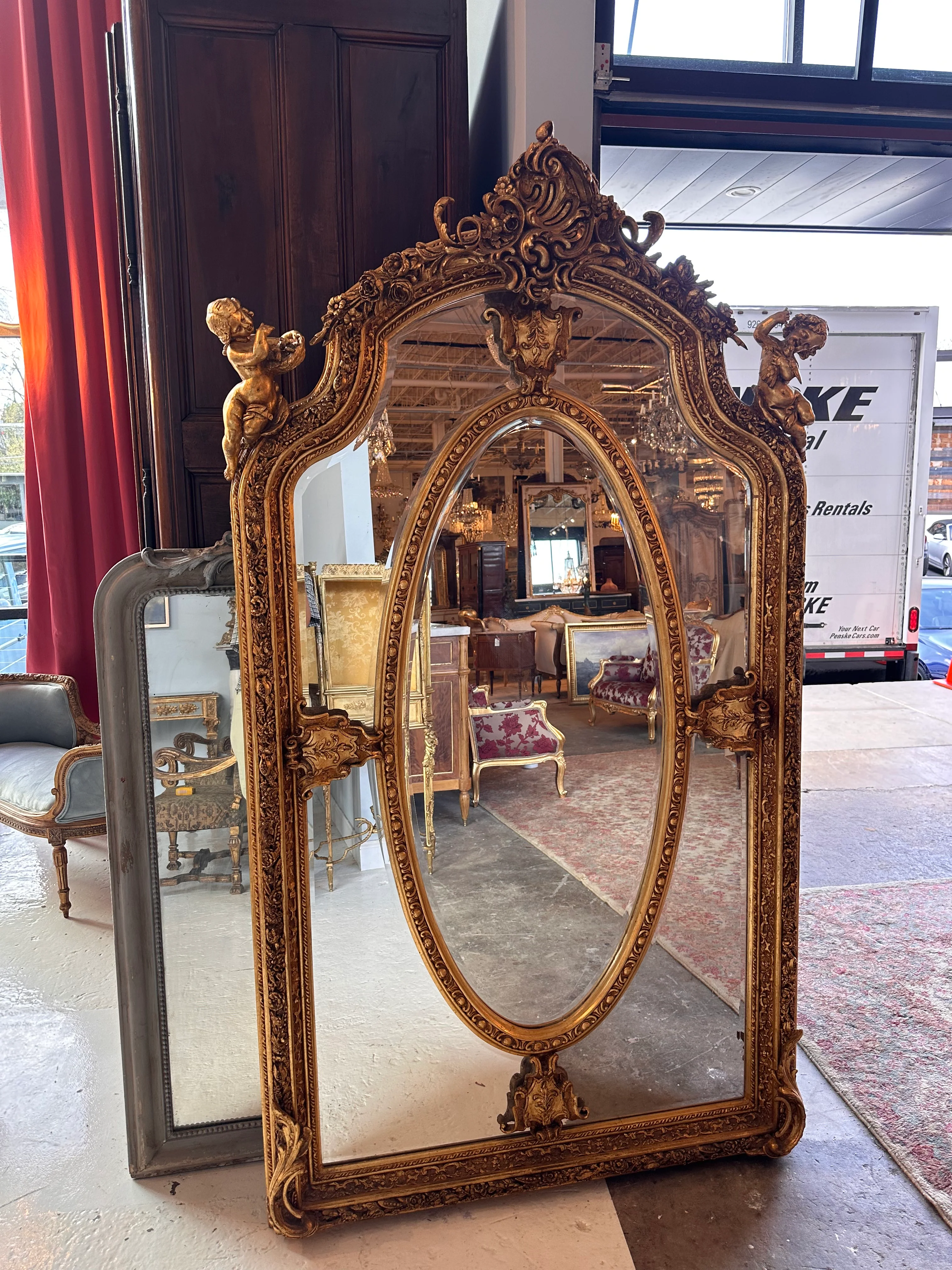 Pair of Louis XVI Gilt Beveled Mirrors - Image 3