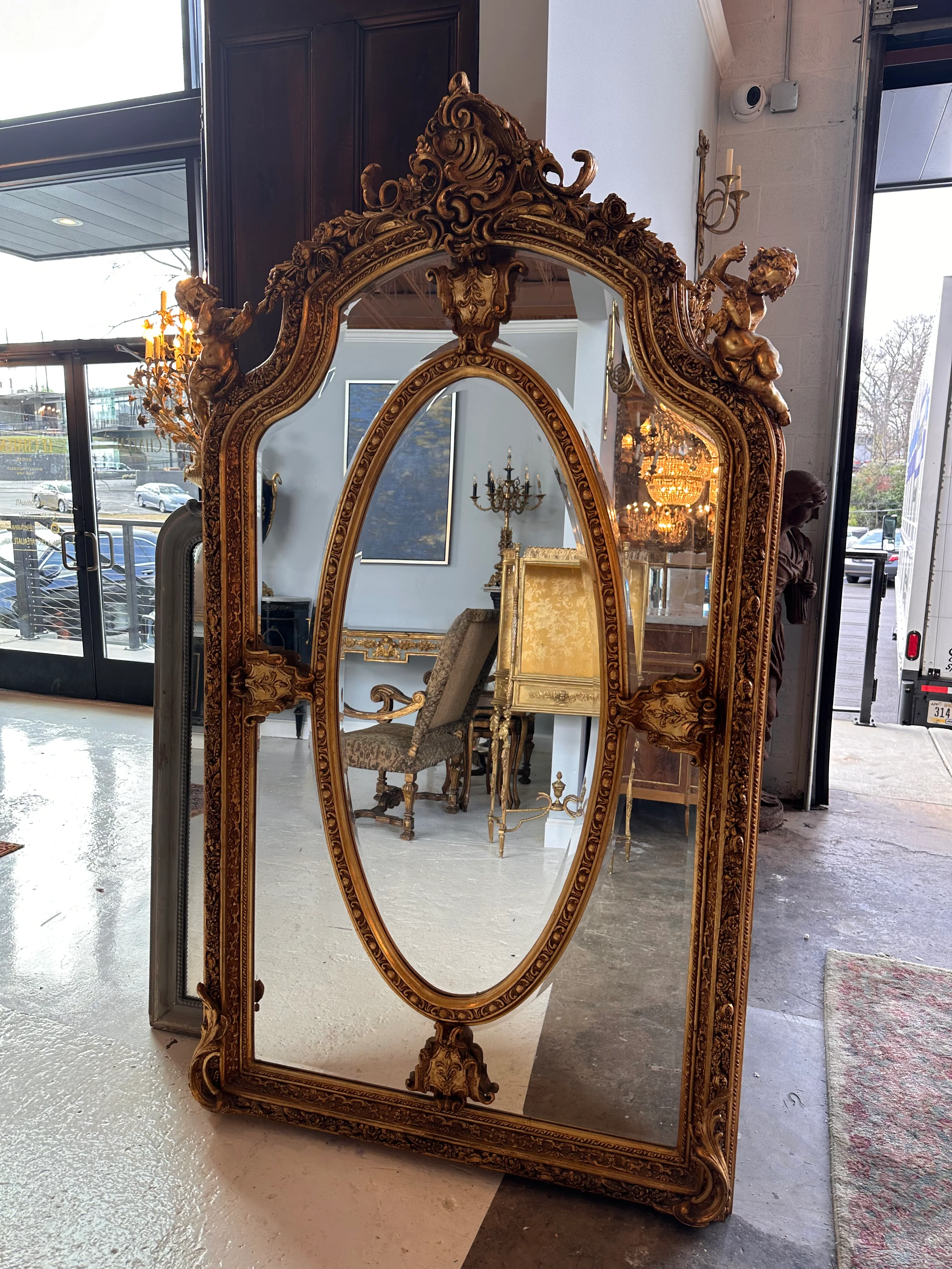 Pair of Louis XVI Gilt Beveled Mirrors - Image 4