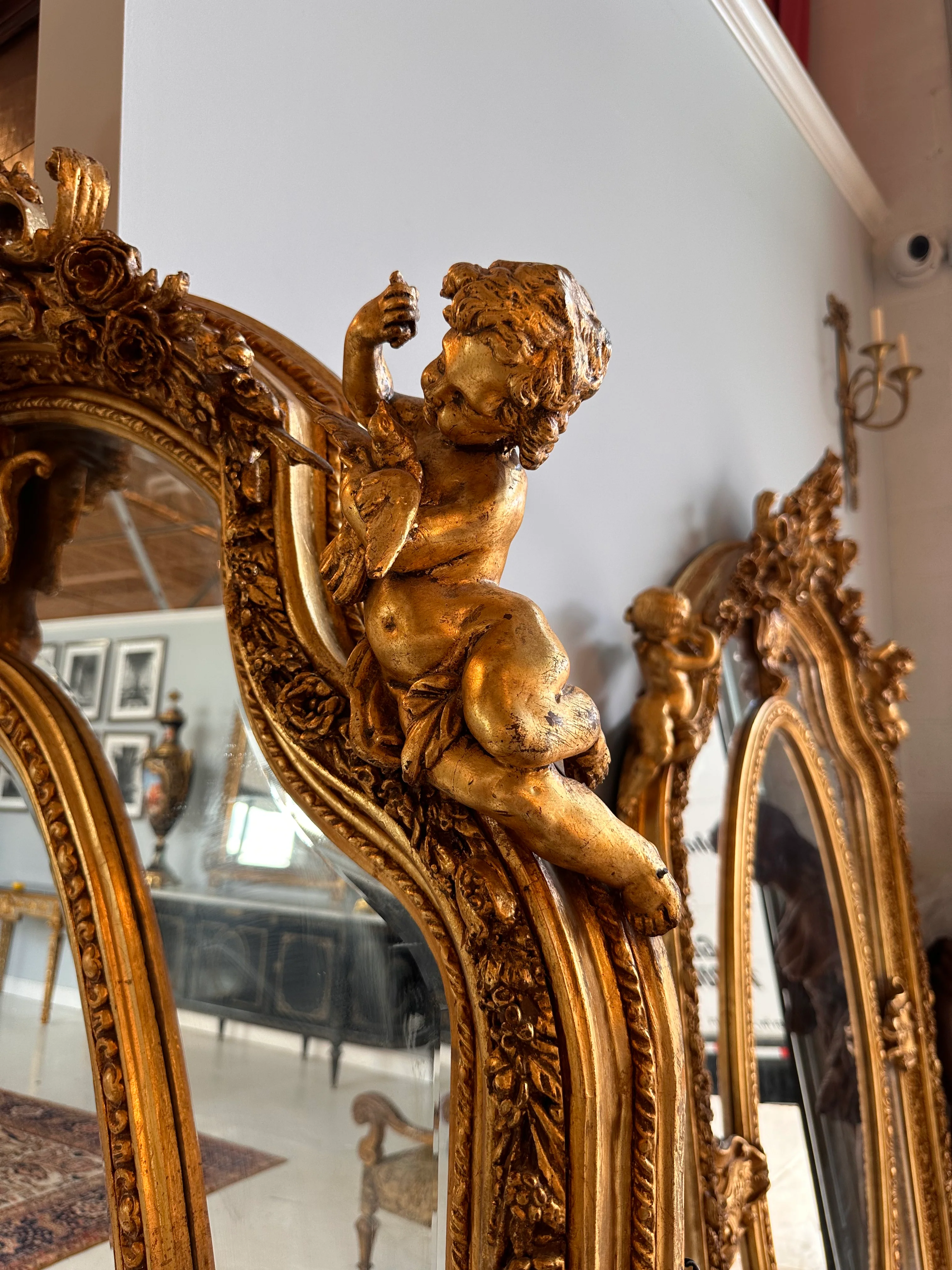 Pair of Louis XVI Gilt Beveled Mirrors - Image 5