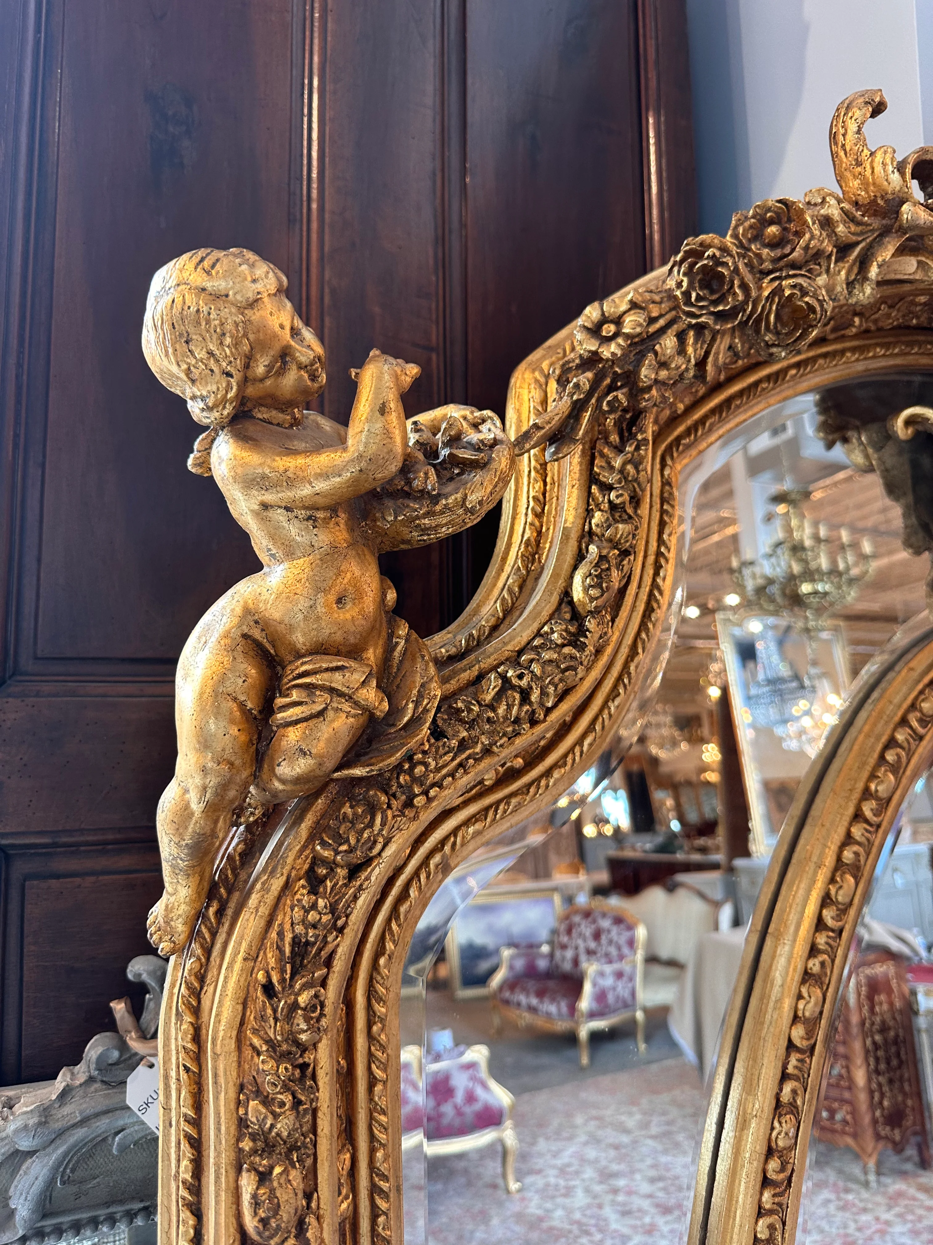 Pair of Louis XVI Gilt Beveled Mirrors - Image 6