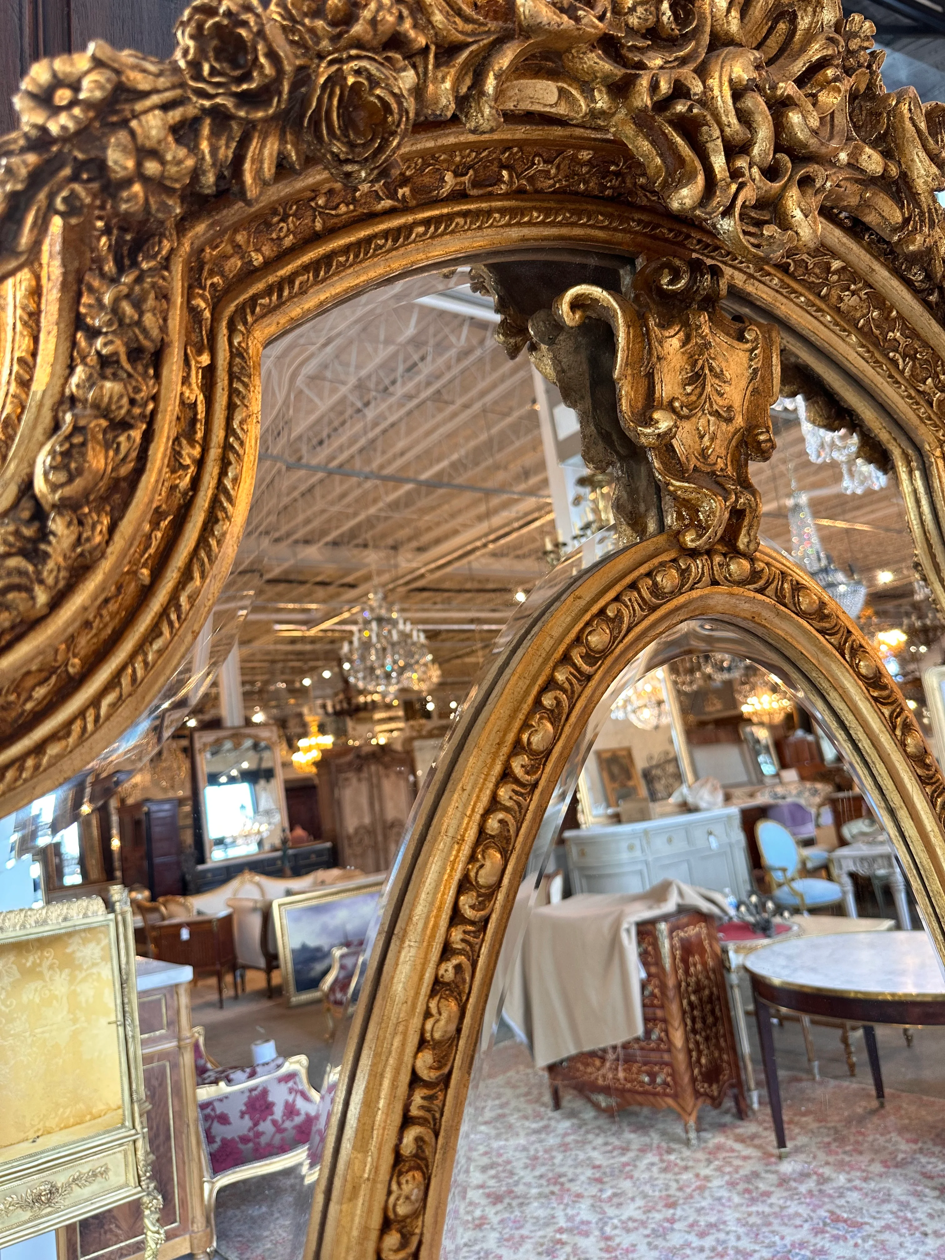 Pair of Louis XVI Gilt Beveled Mirrors - Image 7
