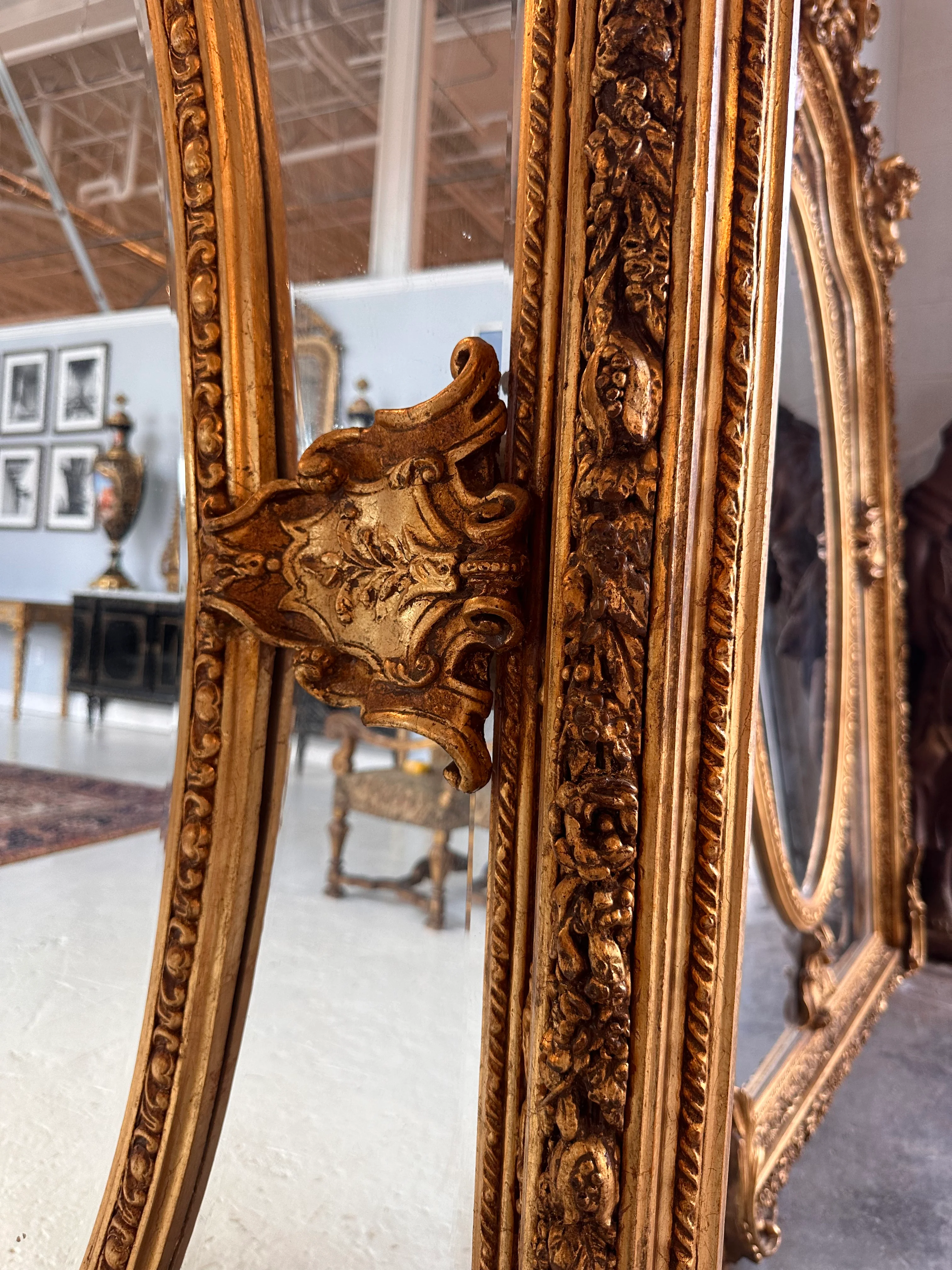 Pair of Louis XVI Gilt Beveled Mirrors - Image 9