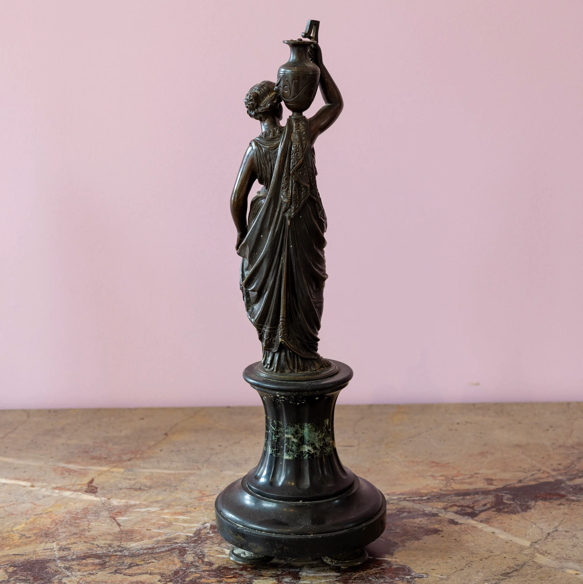 Pair of Neoclassical Statues – Bronze with Marble Base - Image 7