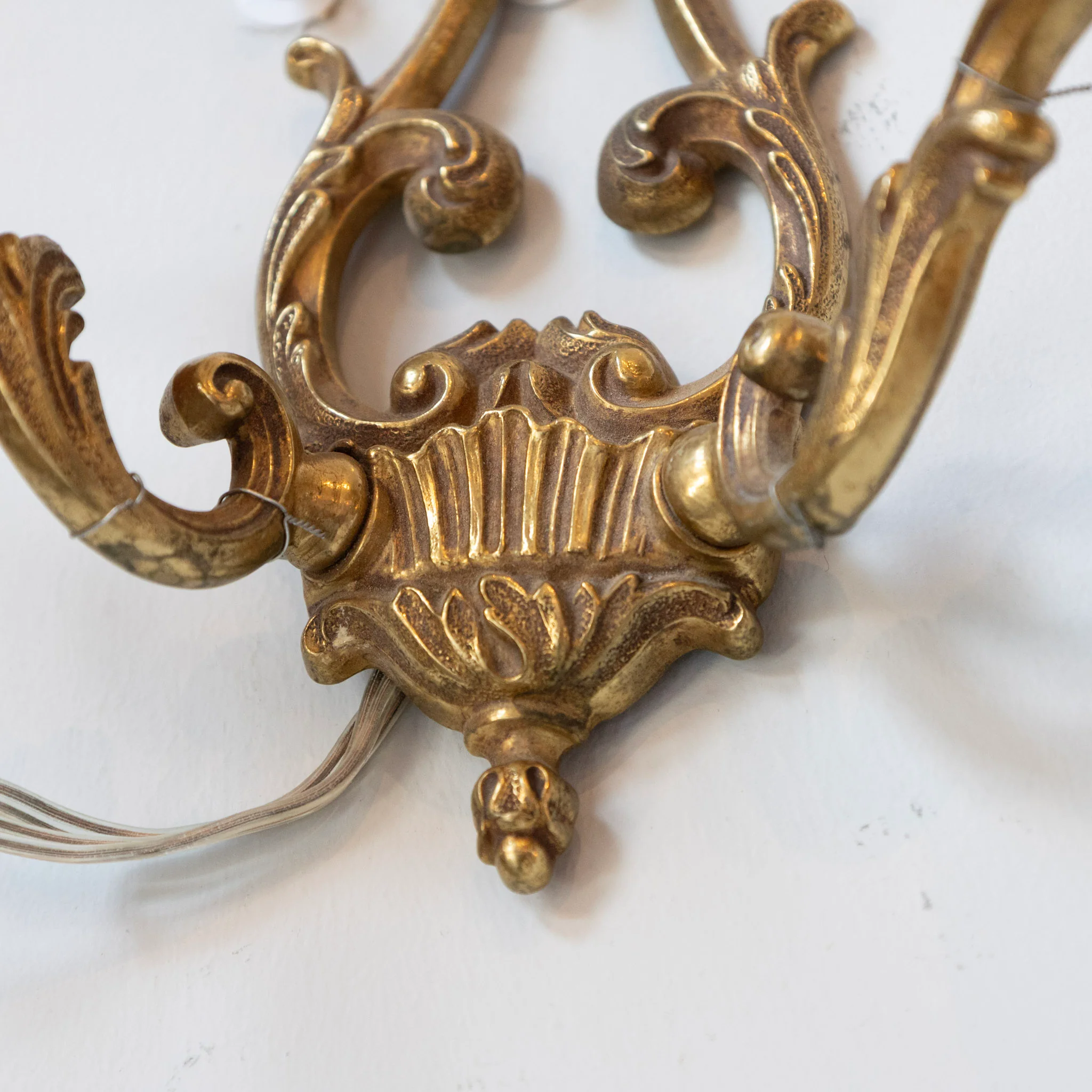 Pair of Petite Rococo Brass Sconces –  Scroll Arms - Image 3