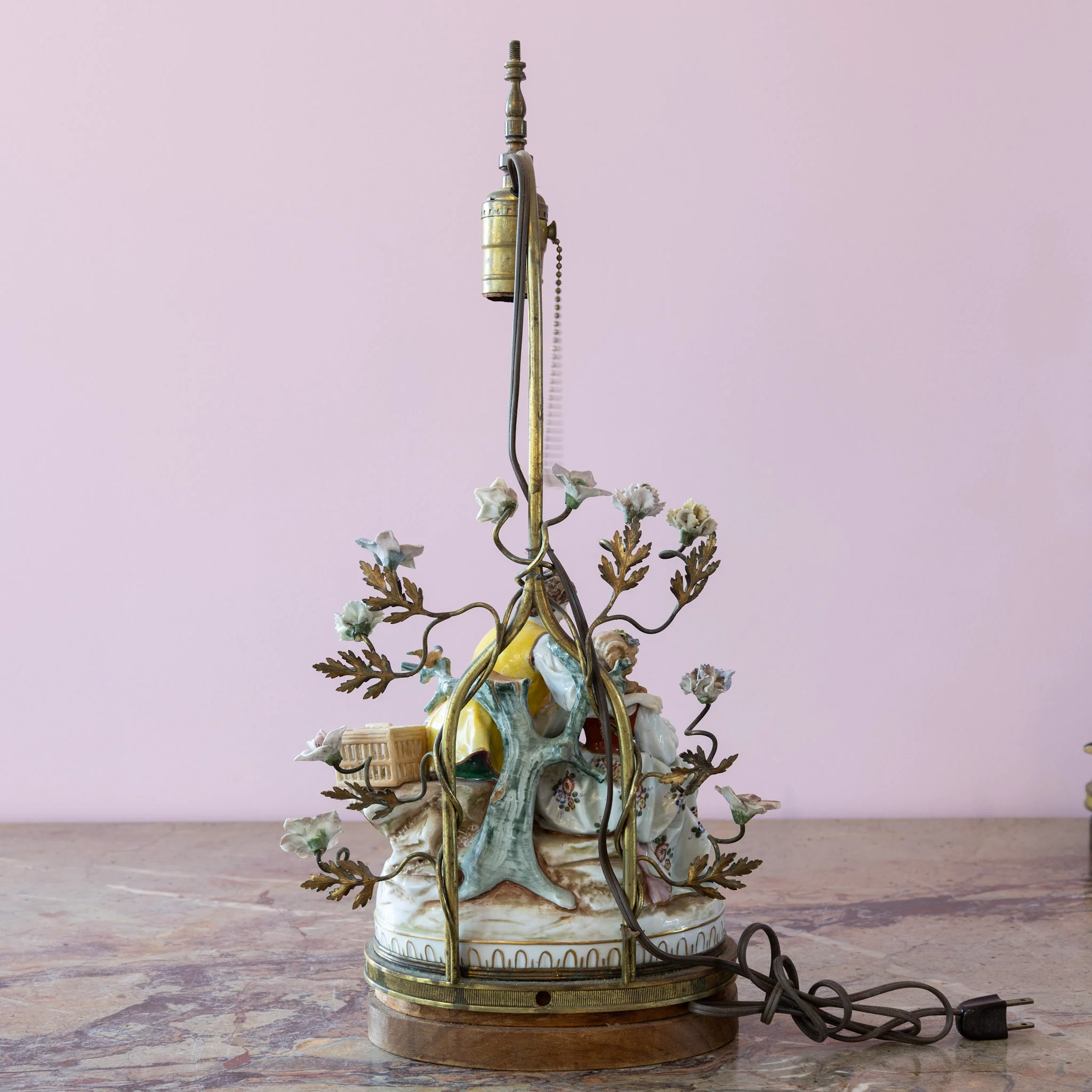Pair of Porcelain Rococo Style Couple Lamps - Image 6