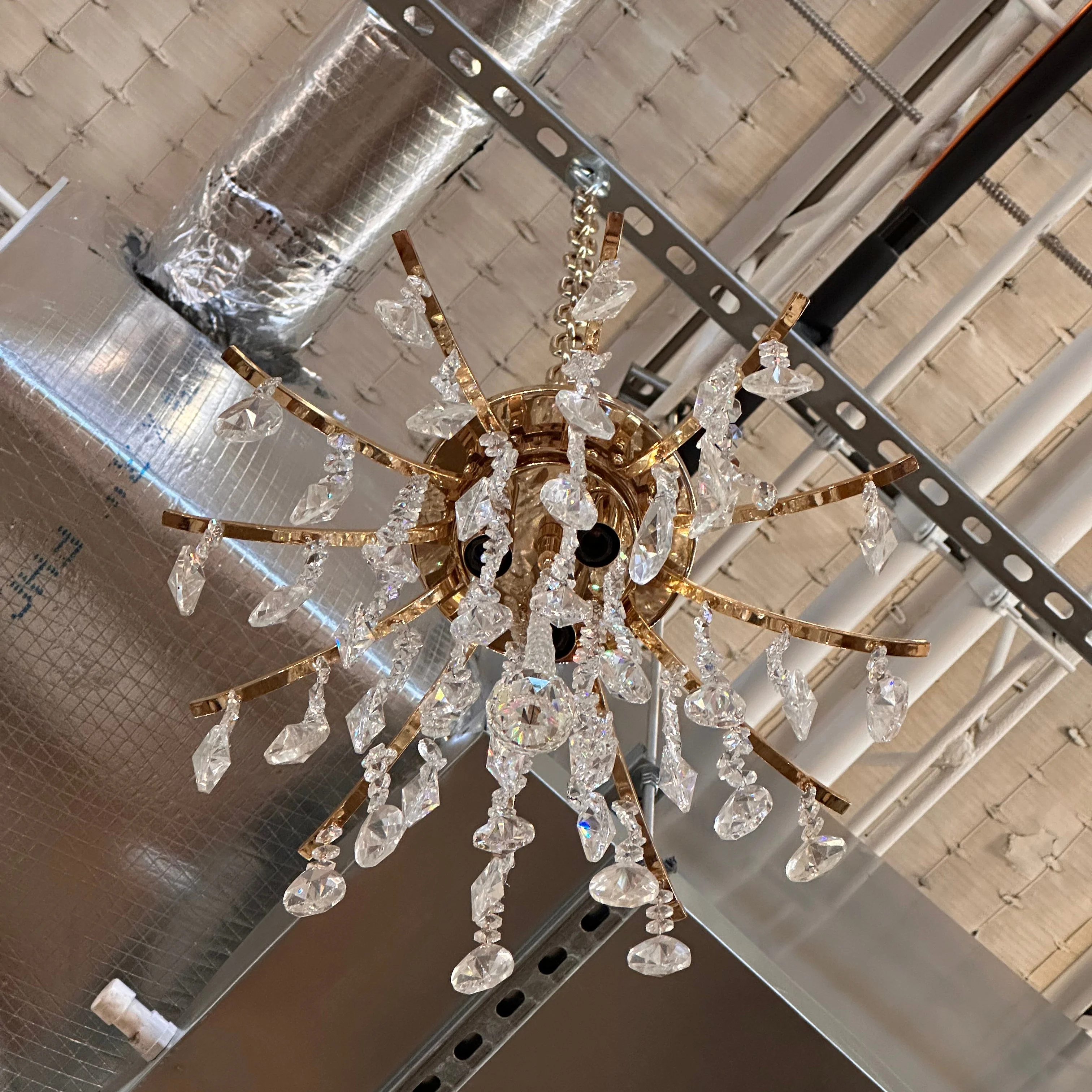 Petite French Chandelier with Cascading Crystals - Image 3