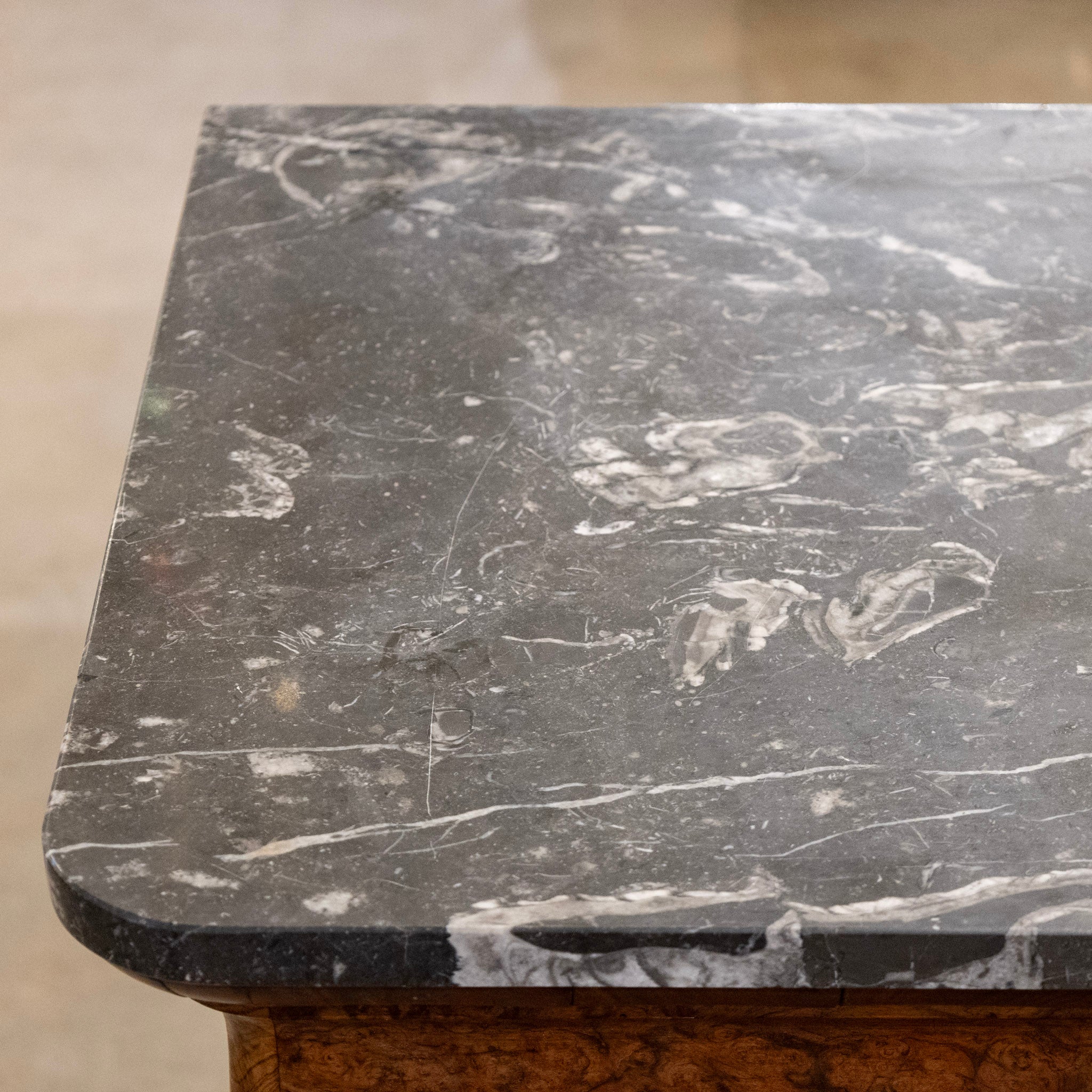 Petite Louis Philippe Chest – Burl Wood & Black Marble Top - Image 7