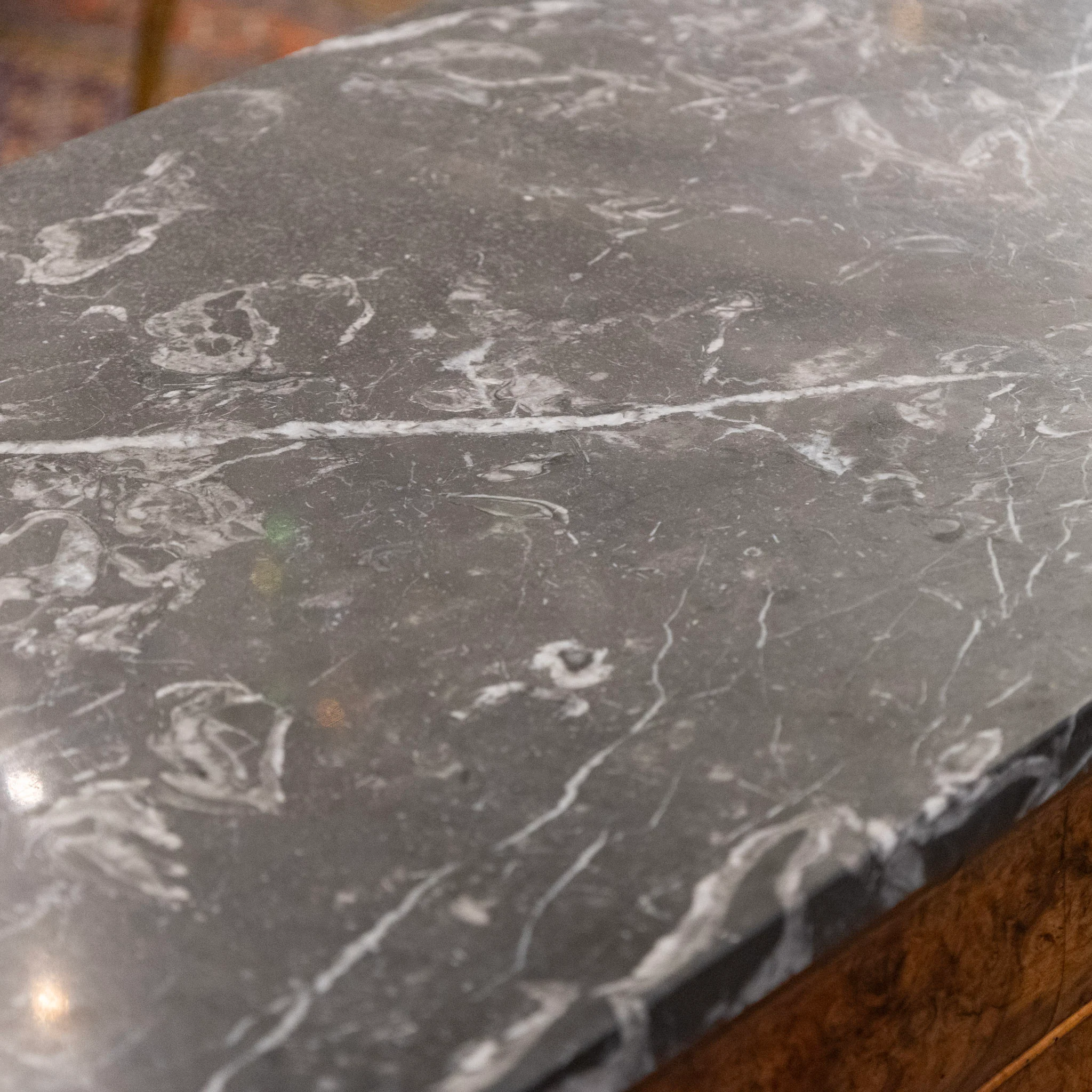 Petite Louis Philippe Chest – Burl Wood & Black Marble Top - Image 8