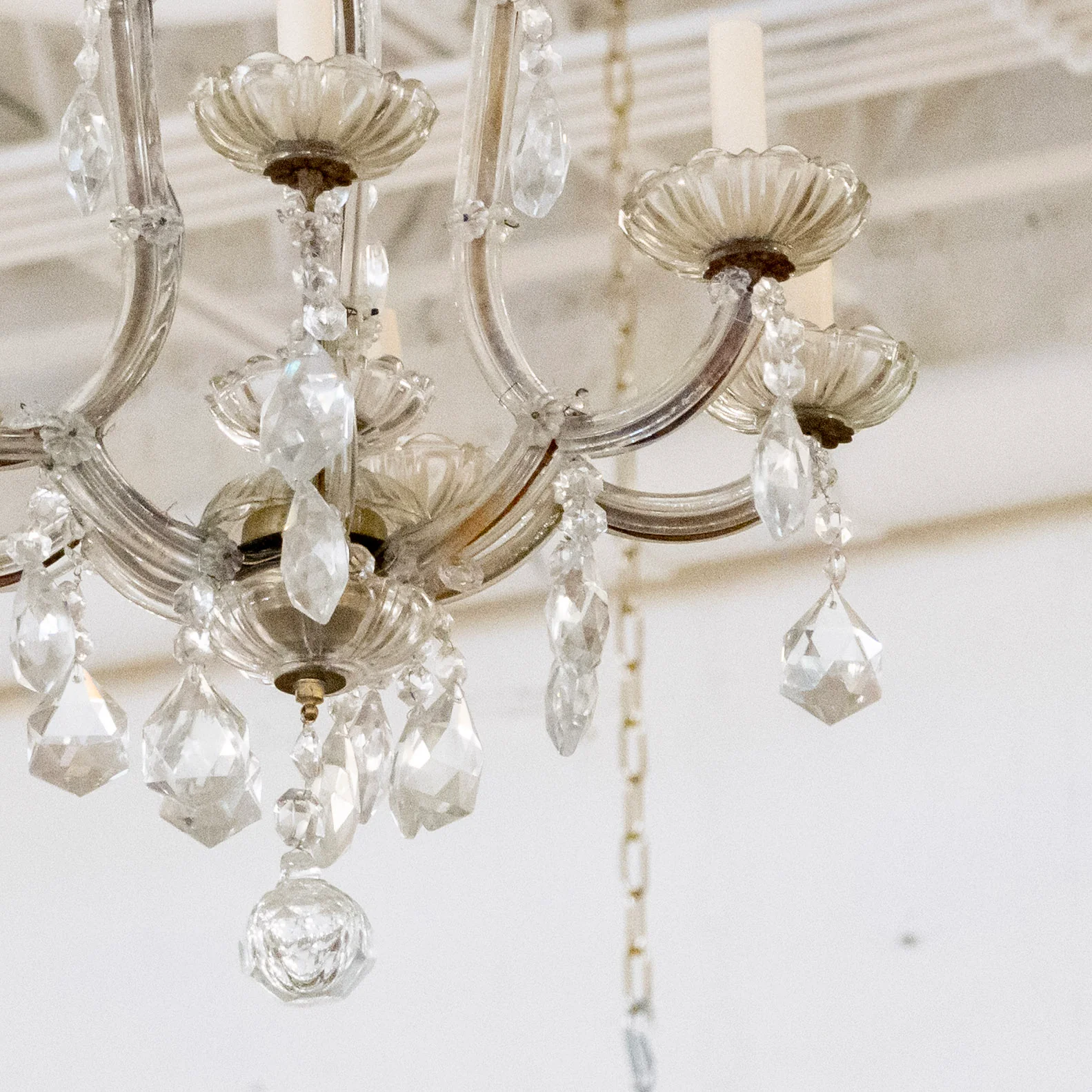 Petite Maria Theresa Cage Chandelier – Brass & Glass Frame with Crystal Drops - Image 3