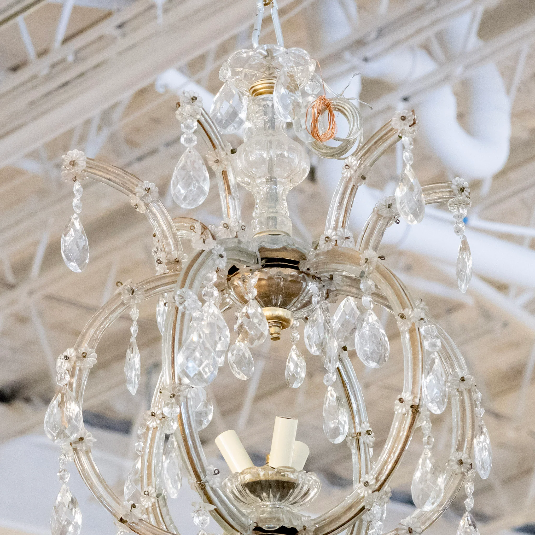 Petite Maria Theresa Cage Crystal Chandelier – Brass & Glass Frame with Crystal Drops - Image 3
