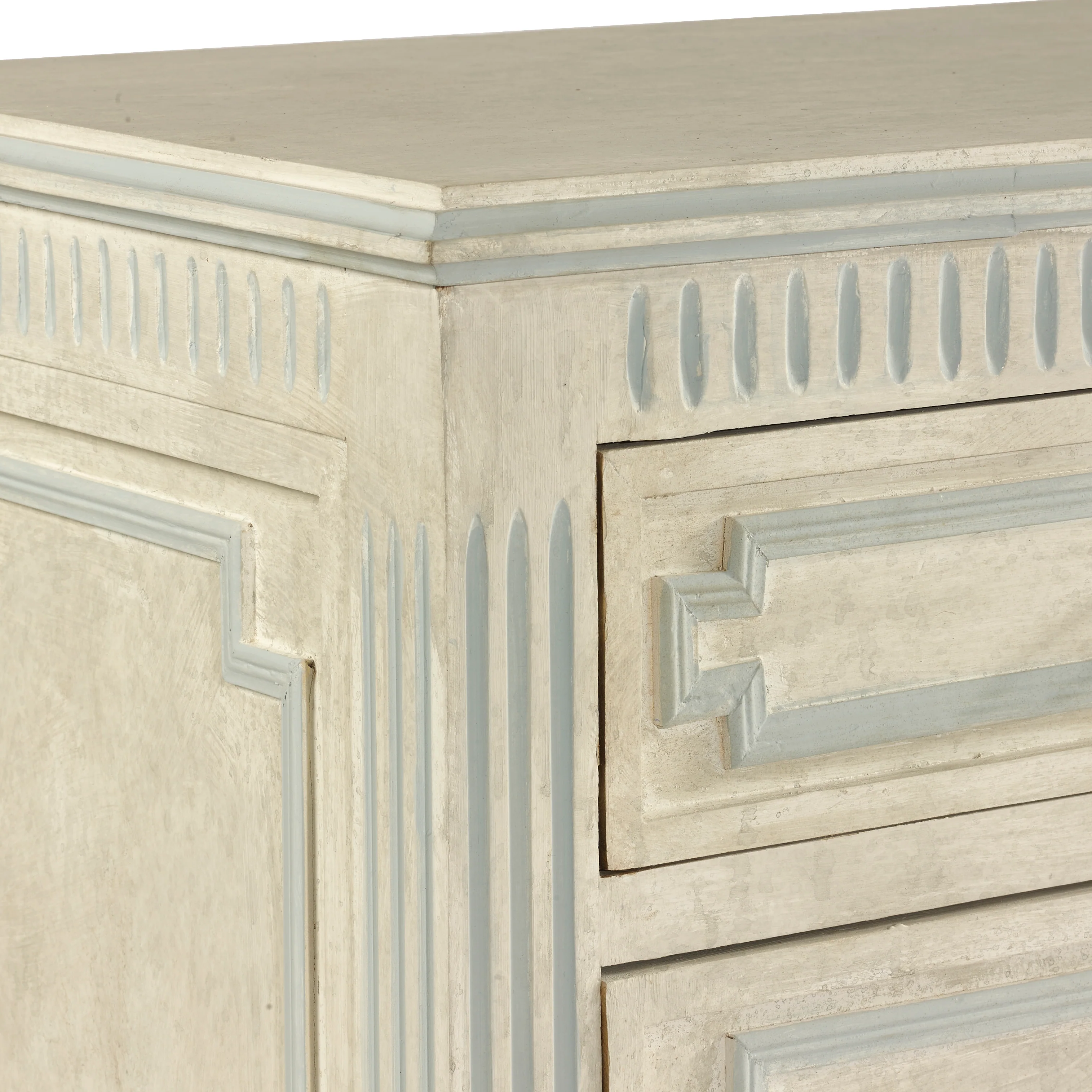 Scandinavian Chest with Rounded Legs and Blue Trim - Image 5